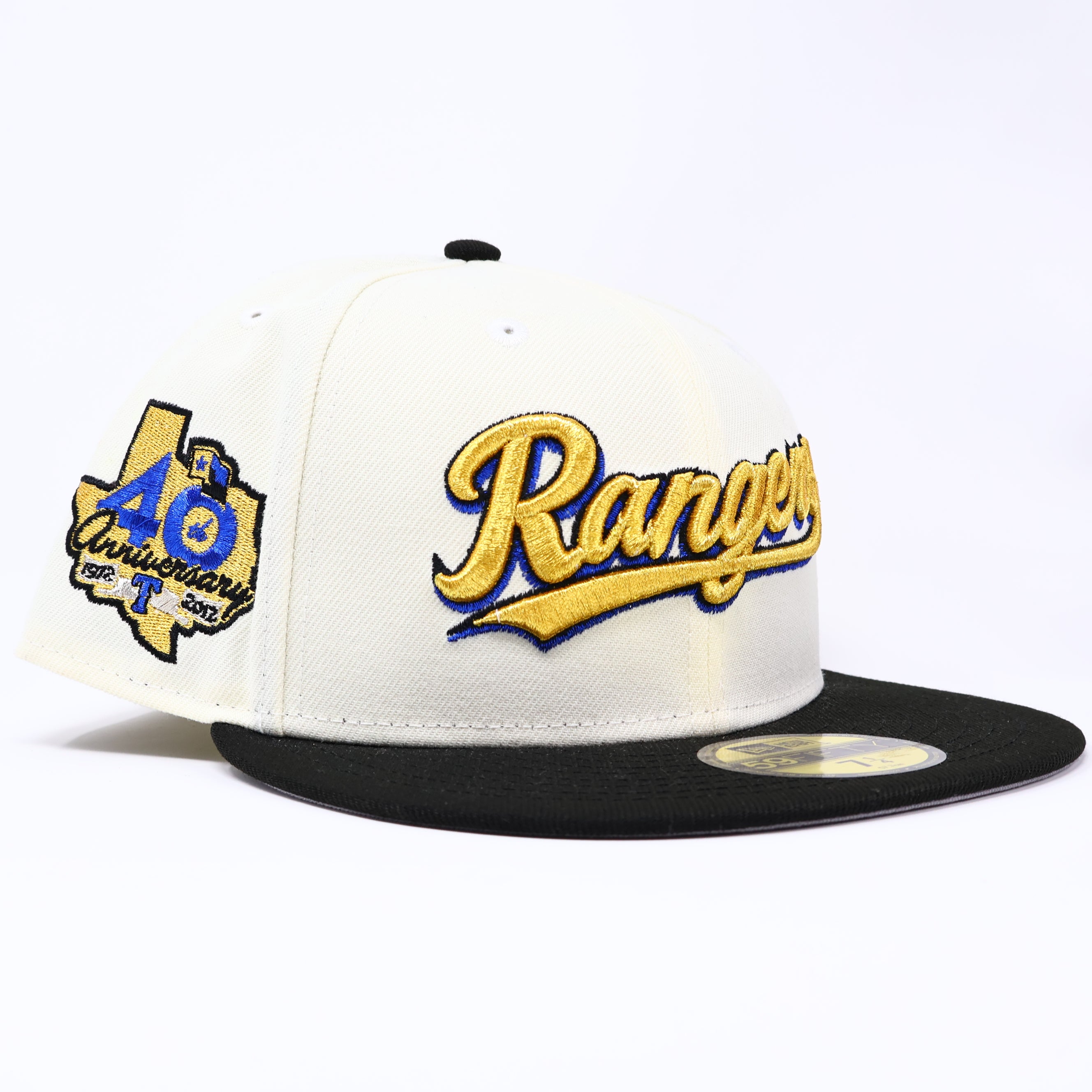 NWT 1/4 Chrome Dallas Texas Rangers 40th Anniversary 59fifty New Era Fitted Hat Cap