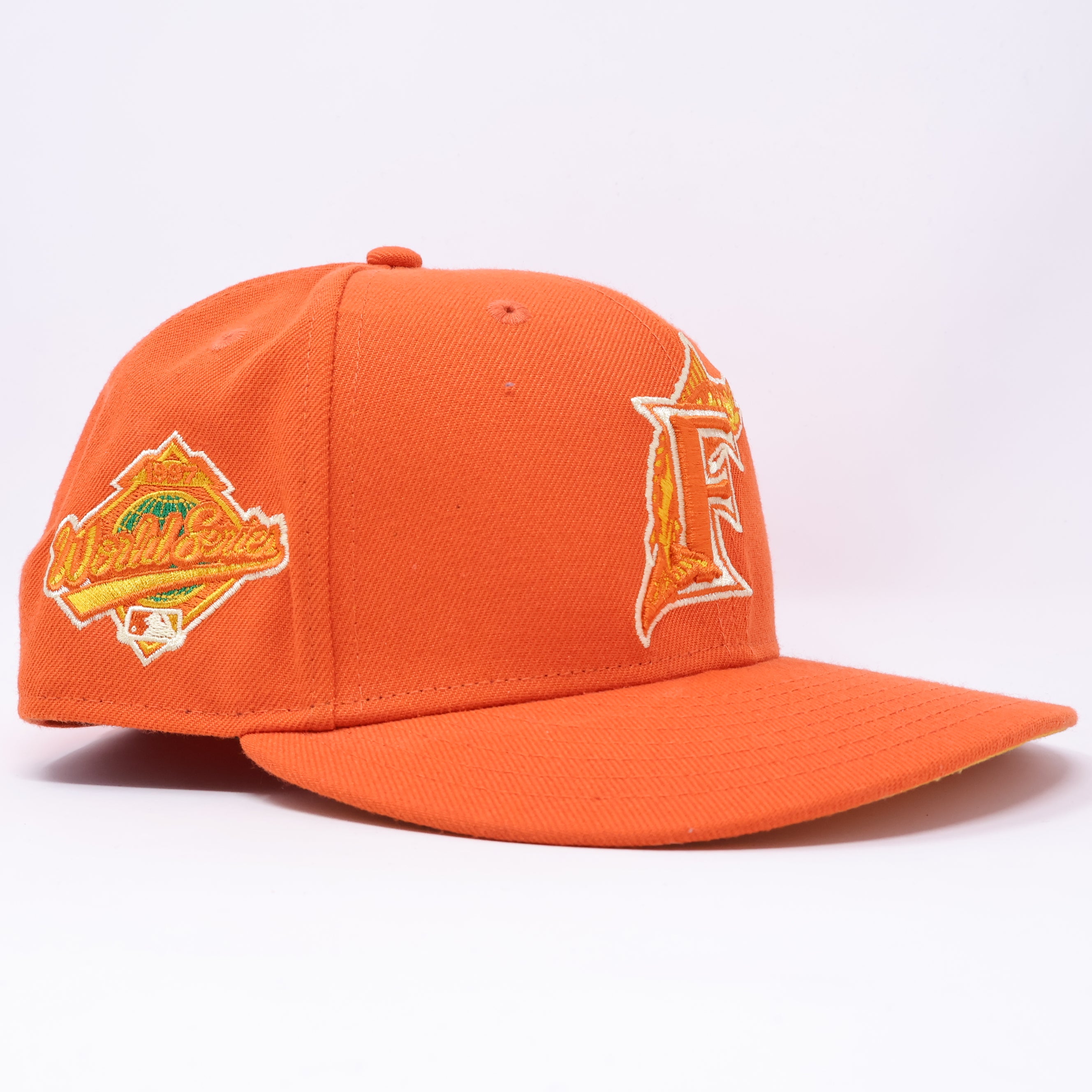USED 3/8 Orange Florida Marlins 1997 World Series 59fifty New Era Fitted Hat Cap