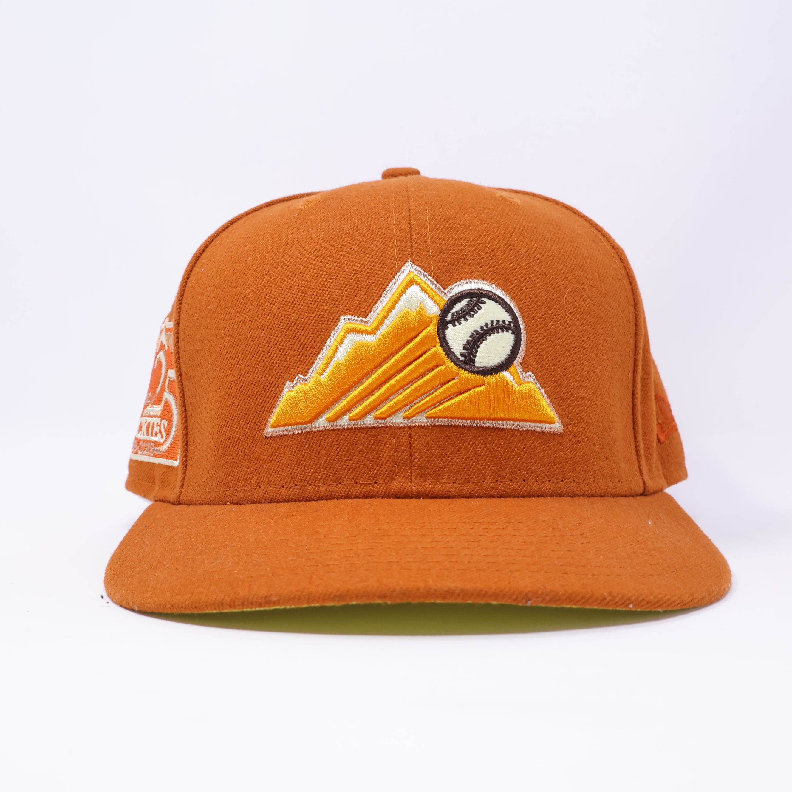 USED 3/8 Orange Colorado Rockies 25th Anniversary 59fifty New Era Fitted Hat Cap