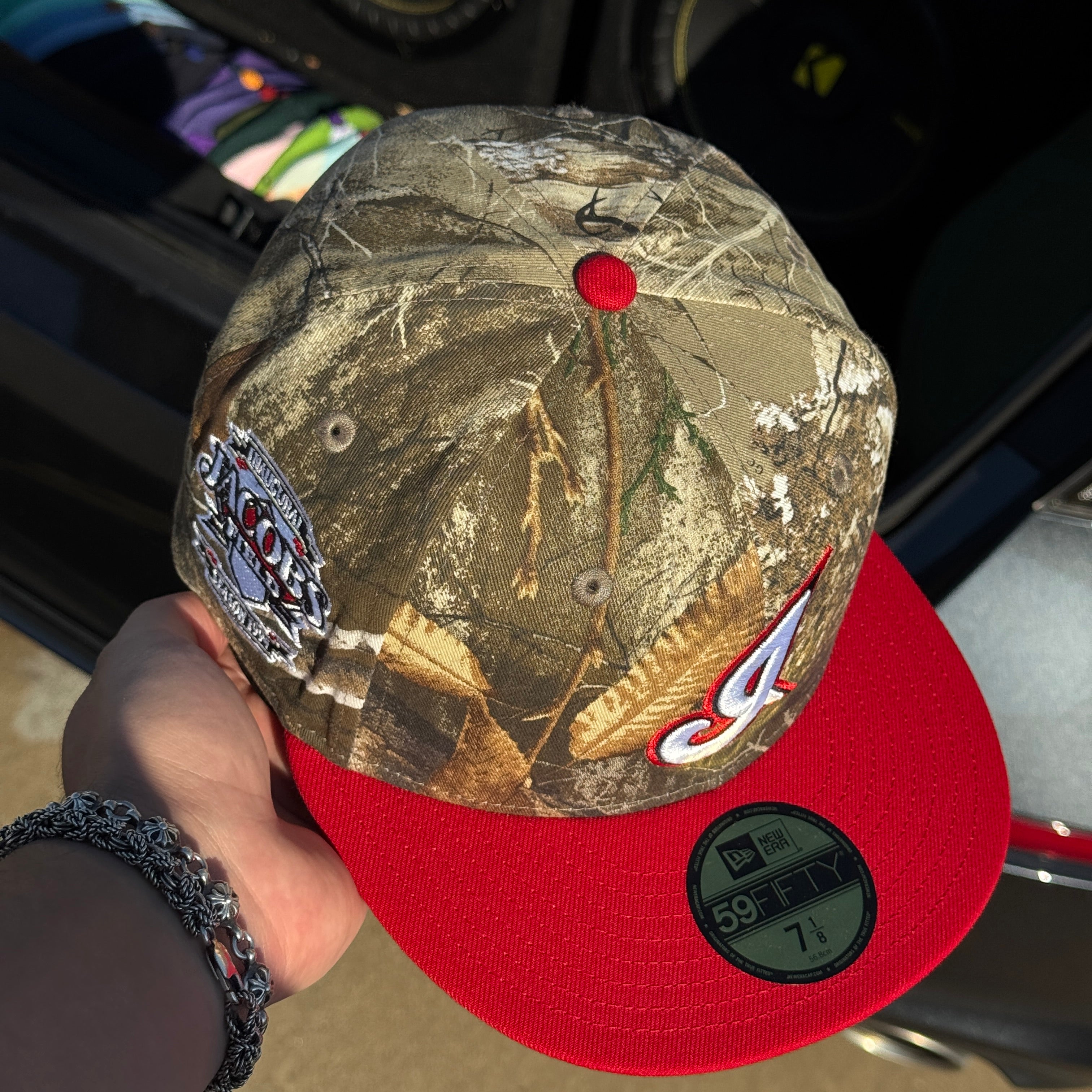 NWT 7 1/8 Camo Realtree Cleveland Indians Jacobs Field 59fifty New Era Fitted Hat Cap