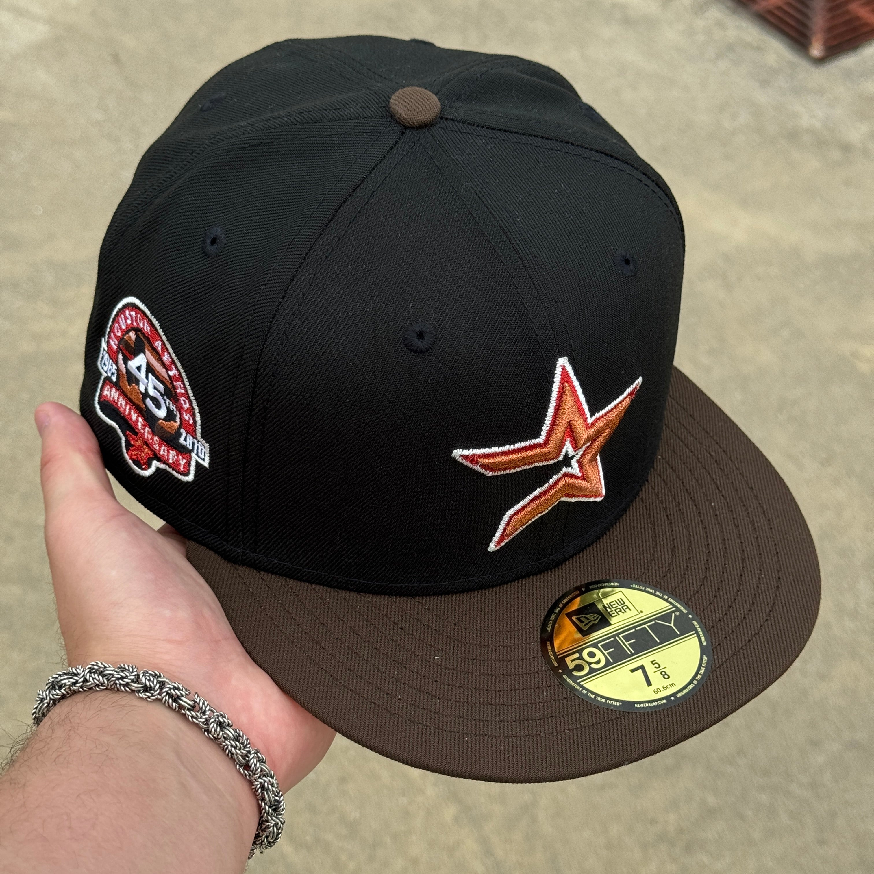 7 5/8 Black Brown Pink Houston Astros 45th Anniversary 59fifty New Era Fitted Cap Hat