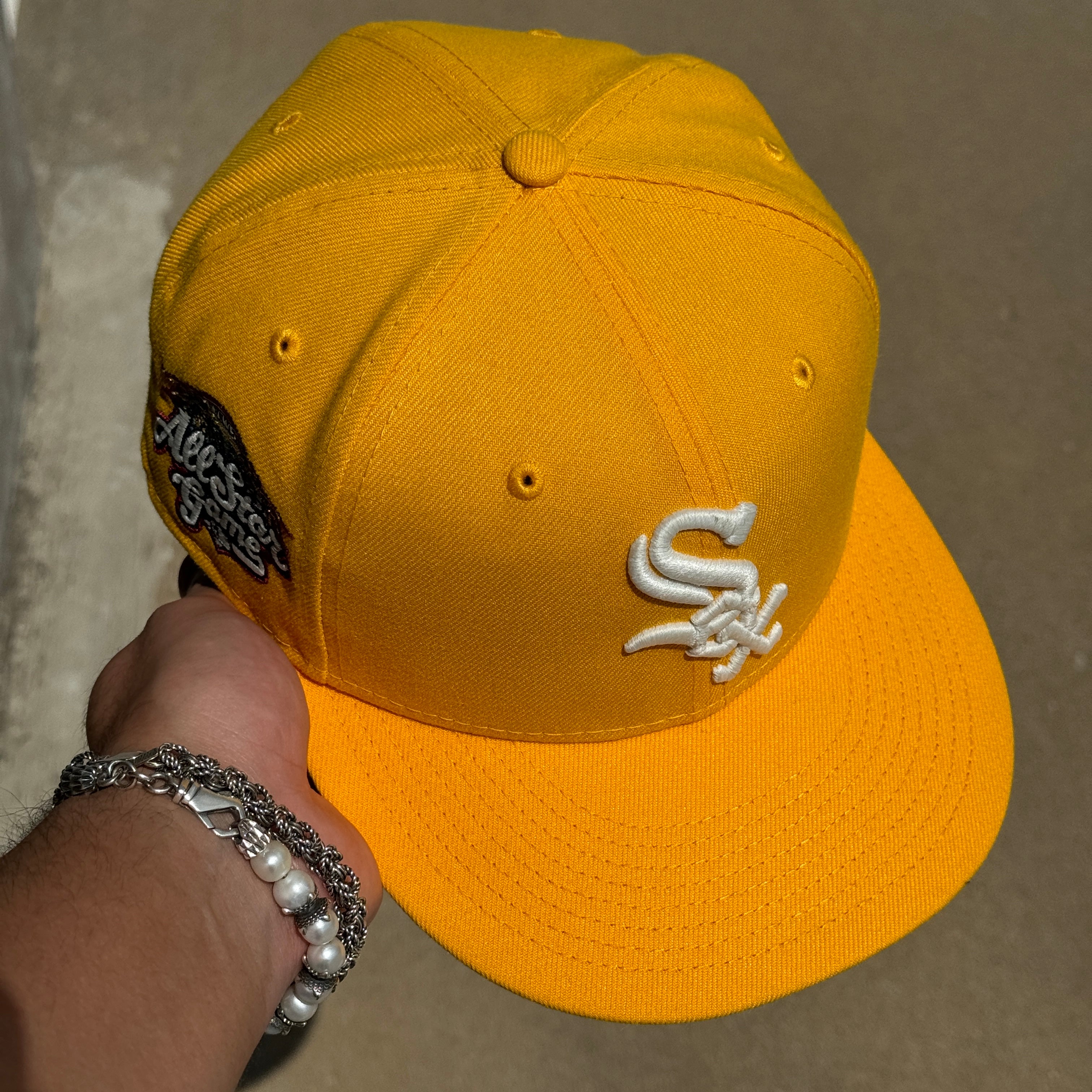 USED 1/4 Yellow Chicago White Sox All Star Game Brewers 59fifty New Era Fitted Hat Cap