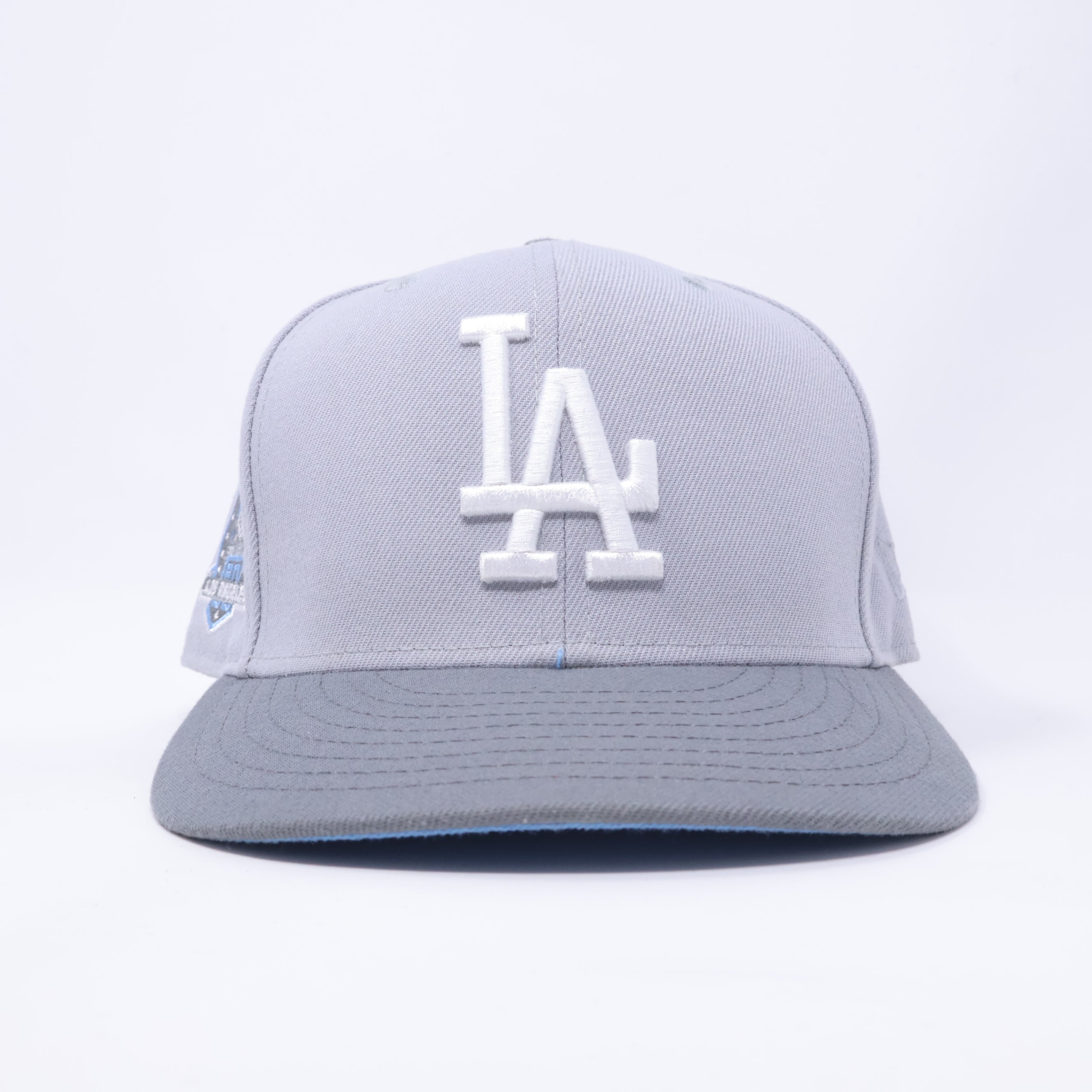 USED 3/8 Gray Los Angeles Dodgers 60th Anniversary 59fifty New Era Fitted Hat Cap