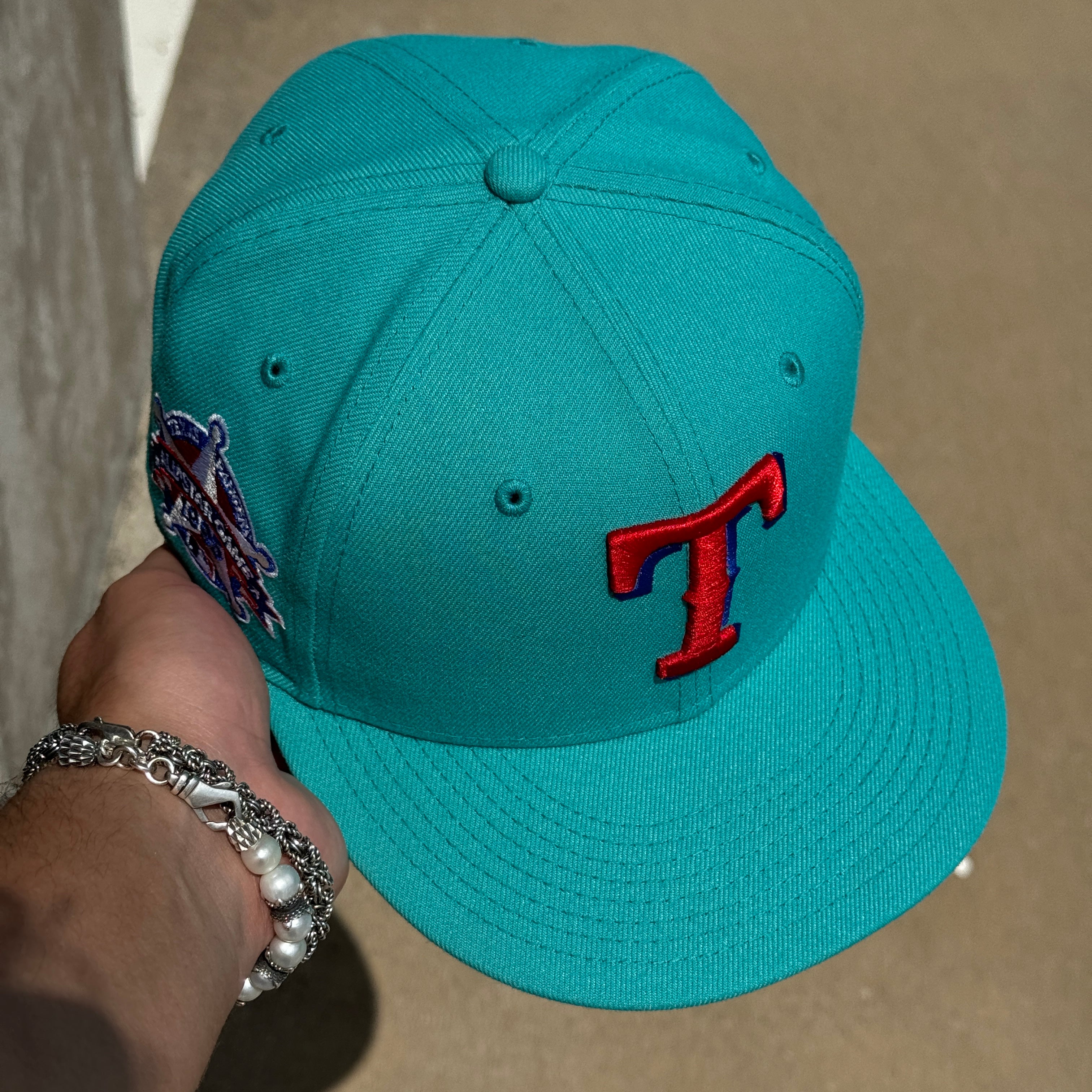 USED 1/4 Teal Dallas Texas Rangers 1995 All Star Game 59fifty New Era Fitted Hat Cap