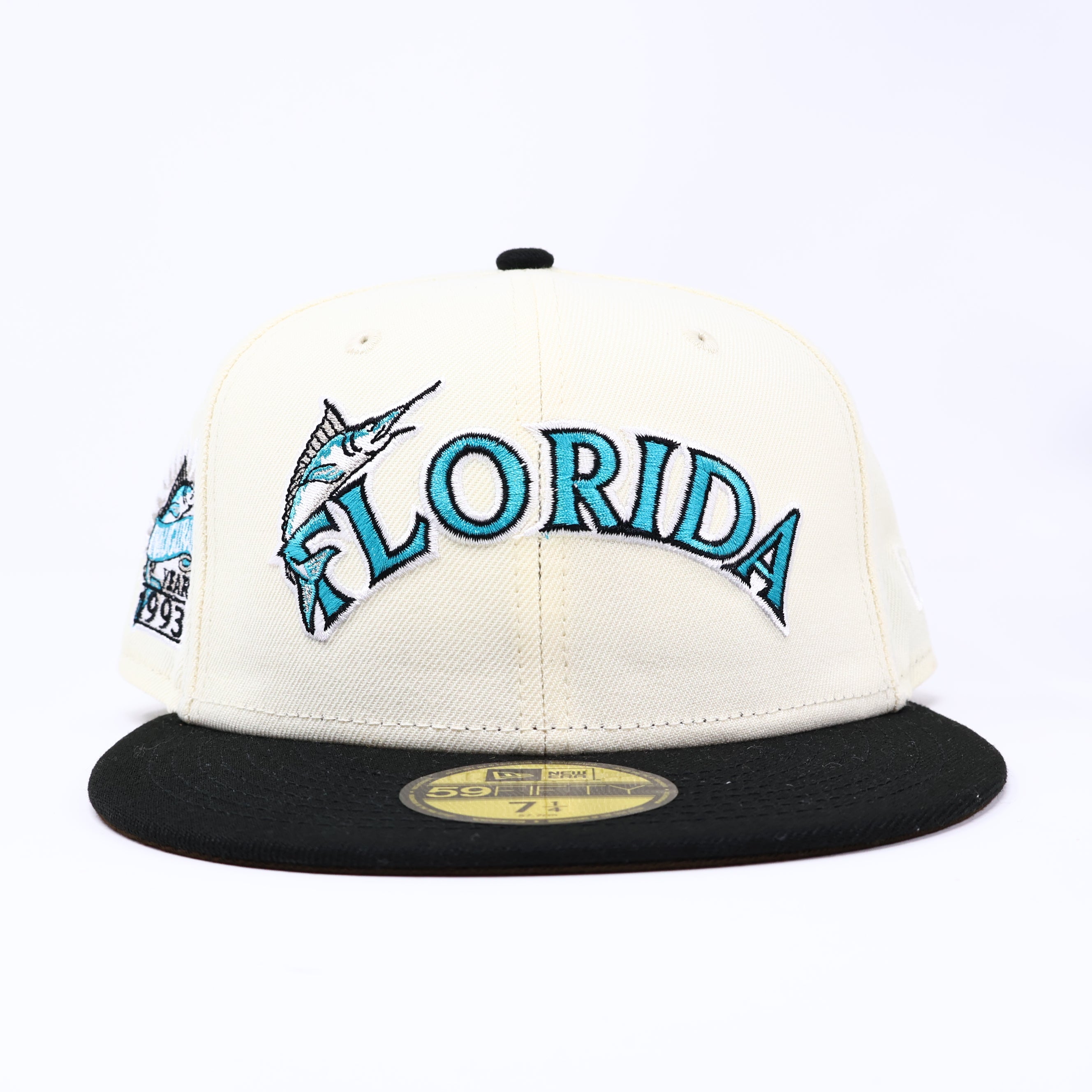 NWT 1/4 Chrome Florida Marlins 1993 Inaugural 59fifty New Era Fitted Hat Cap
