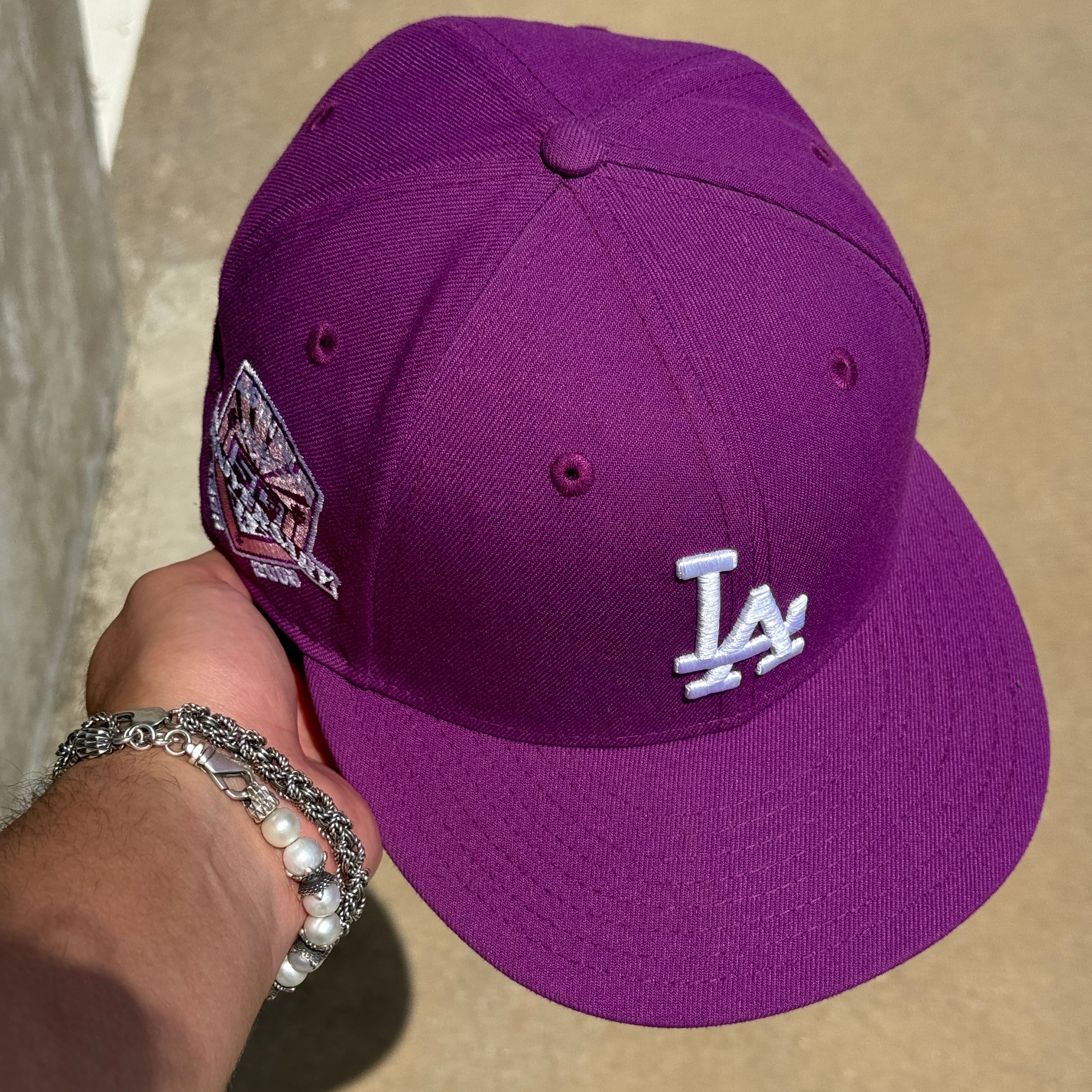 USED 1/4 Purple Los Angeles Dodgers 50th Anniversary 59fifty New Era Fitted Hat Cap