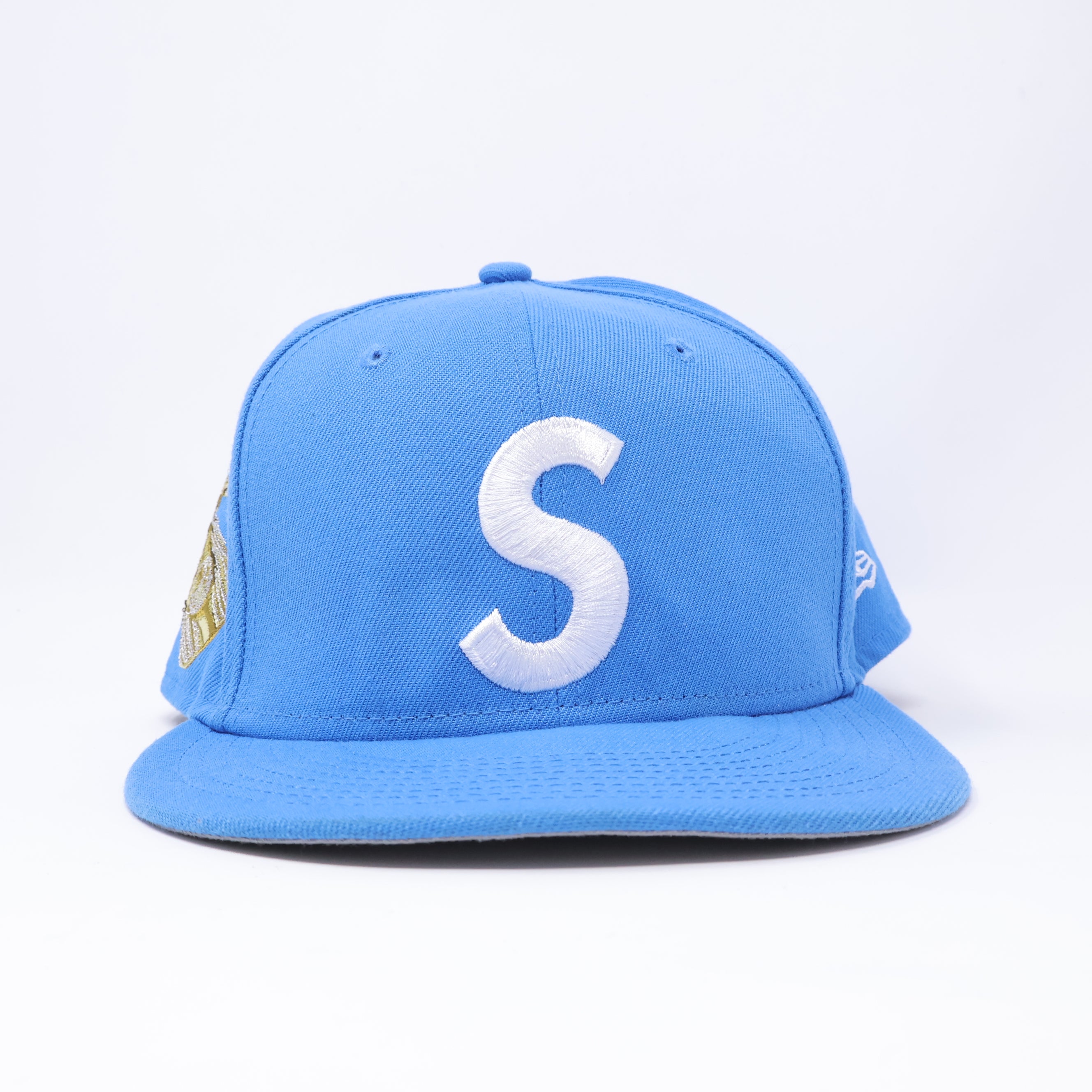 USED 3/8 Blue Supreme New York Jesus Peace 59fifty New Era Fitted Hat Cap
