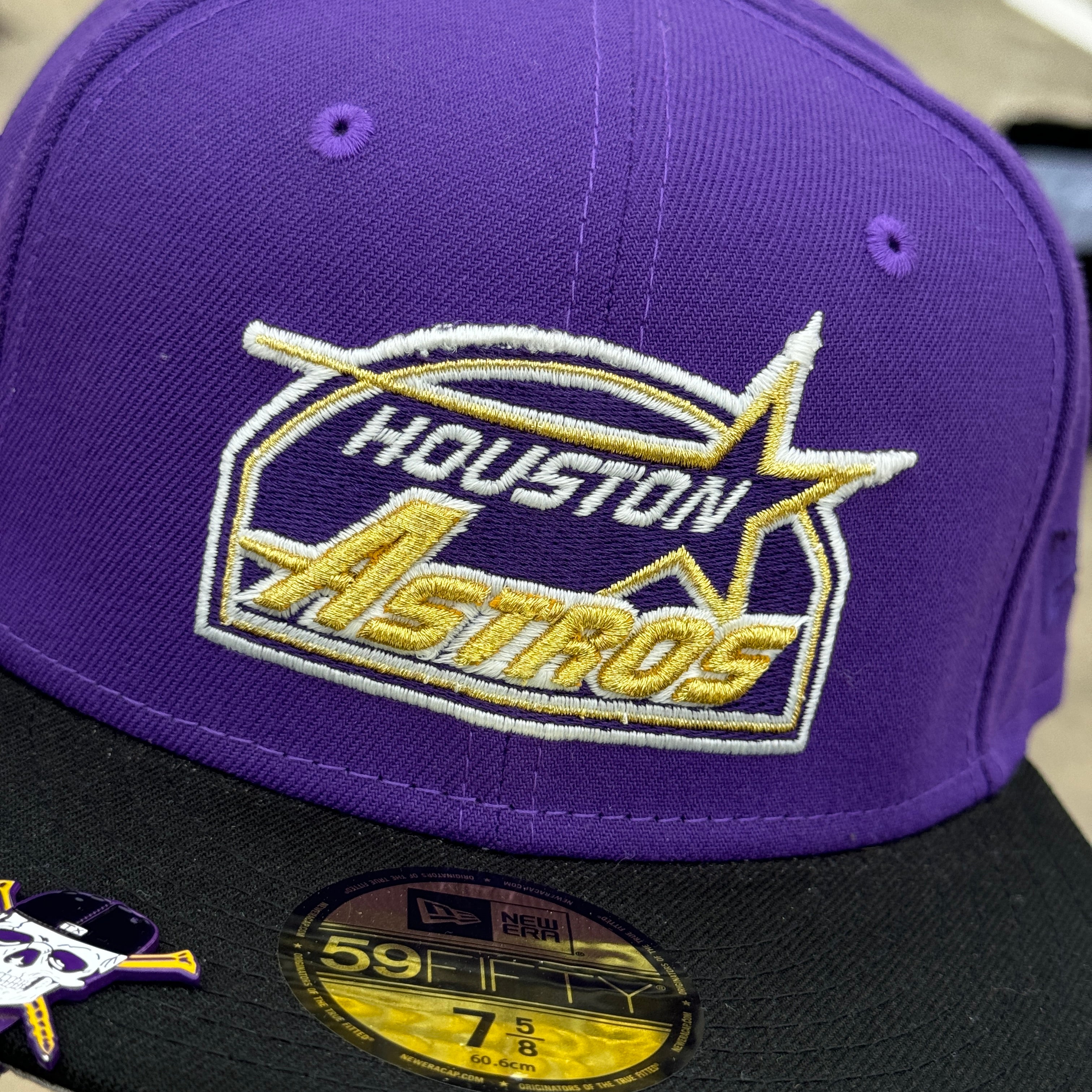 7 5/8 Purple Houston Astros TxFitted 35 Great Years Skull 59fifty New Era Fitted Cap Hat