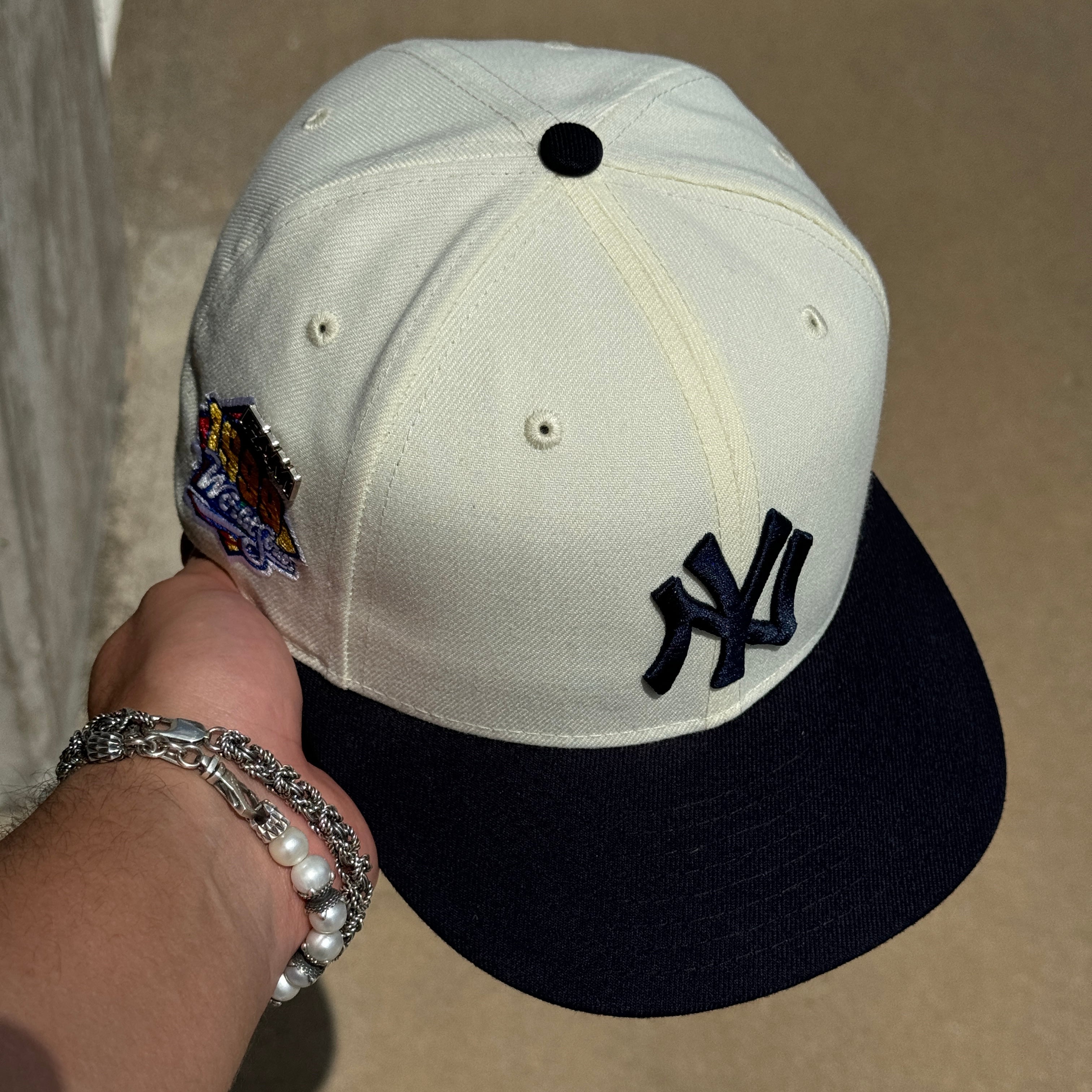 USED 1/4 Chrome New York Yankees 1999 World Series 59fifty New Era Fitted Hat Ca