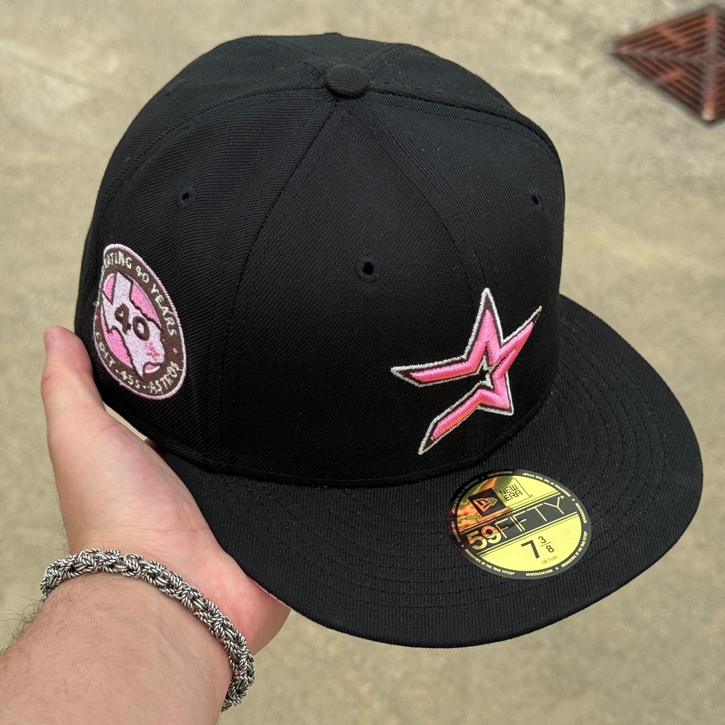 7 3/8 Black Houston Astros Hatclub Cookies Cream Celebrating 40 Years 59fifty New Era Fitted Cap Hat