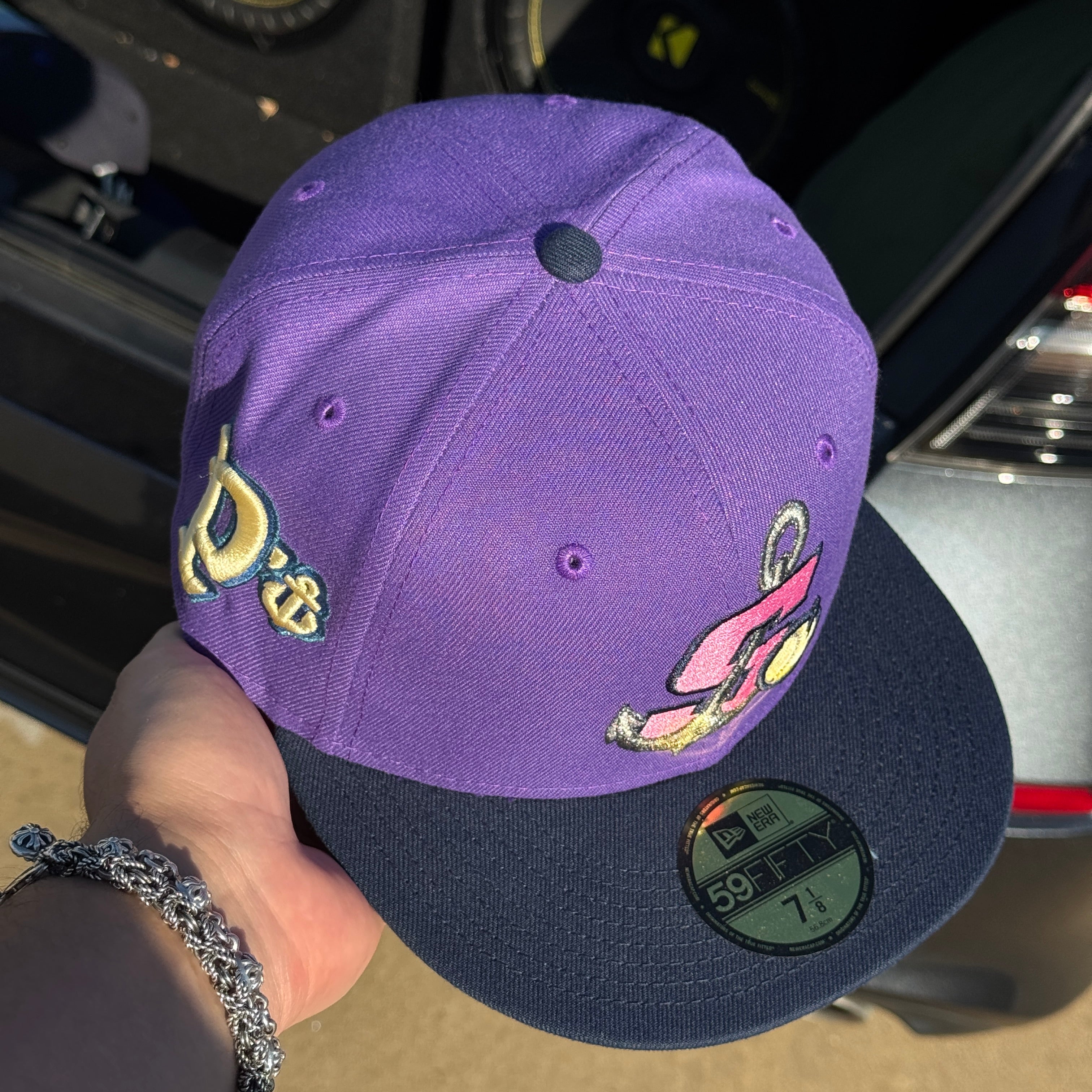 NWT 7 1/8 Purple Stockton Ports Secret Adversary  59fifty New Era Fitted Hat Cap