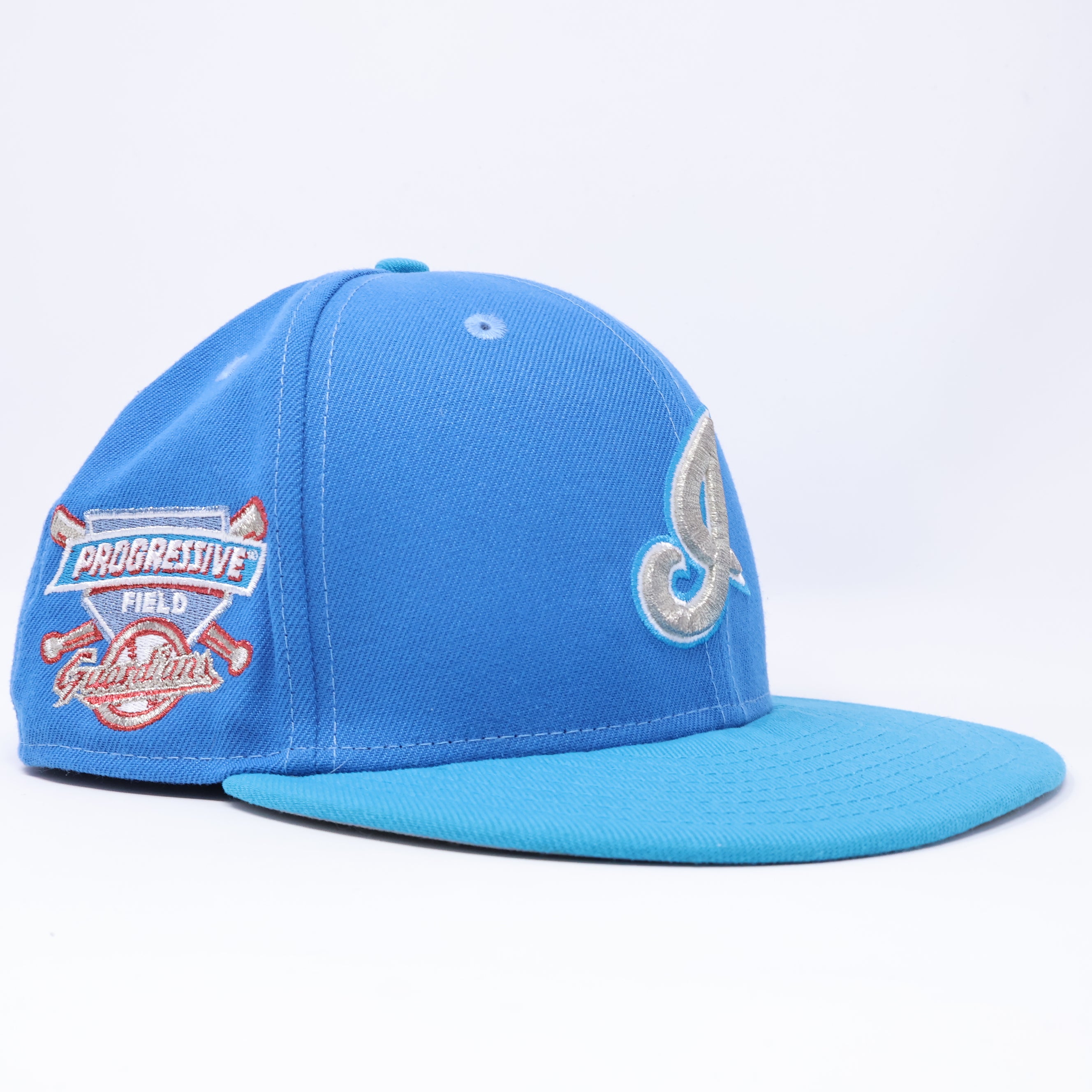 USED 1/4 Blue Cleveland Indians Progressive Field 59fifty New Era Fitted Hat Cap