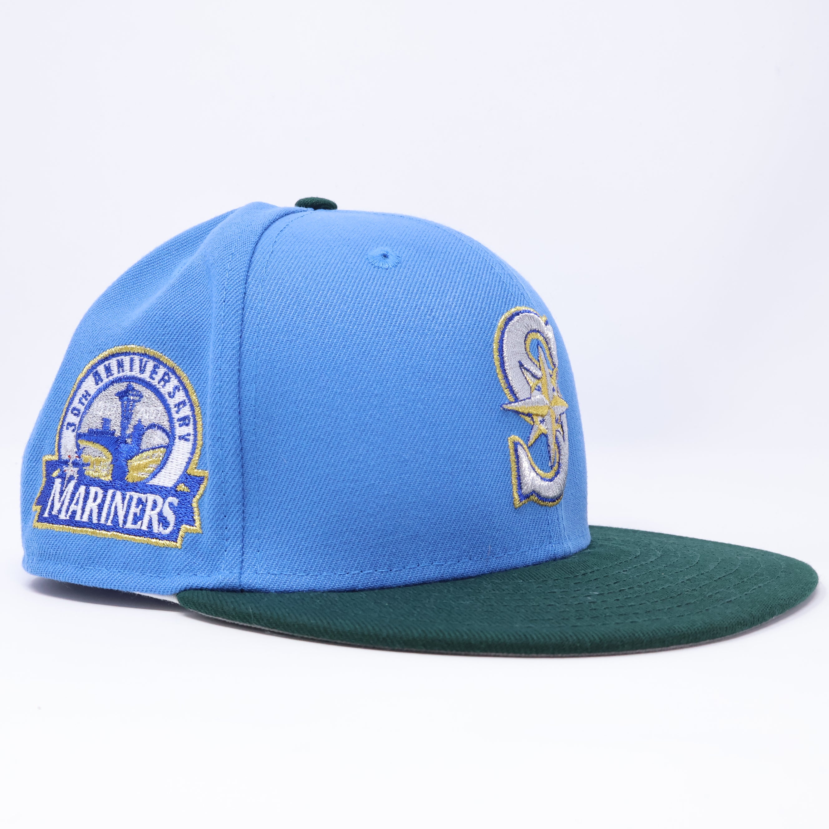 USED 1/4 Blue Seattle Mariners 30th Anniversary 59fifty New Era Fitted Hat Cap