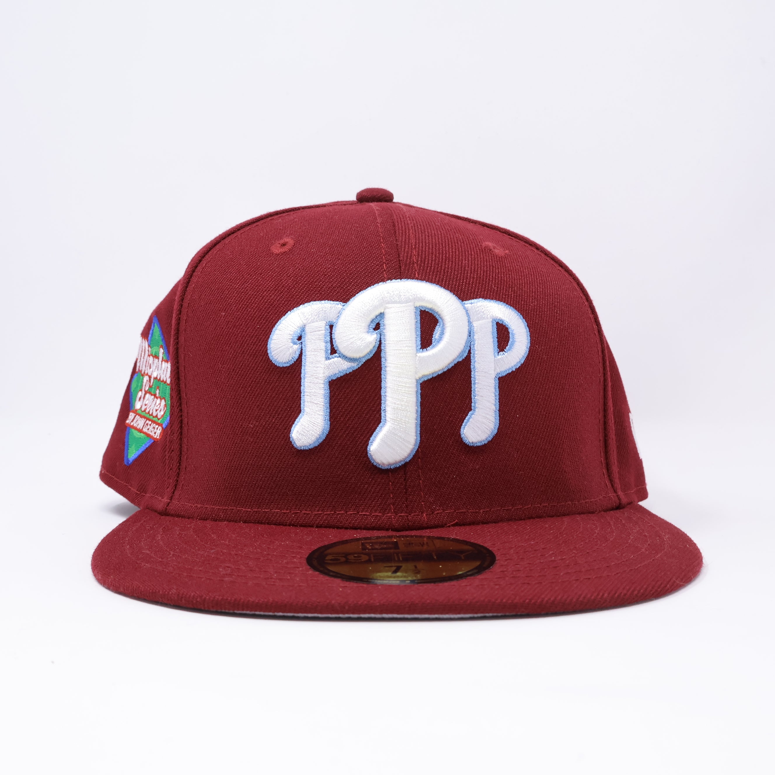 NWT 1/2 Maroon Philadelphia Phillies John Geiger 59fifty New Era Fitted Hat Cap