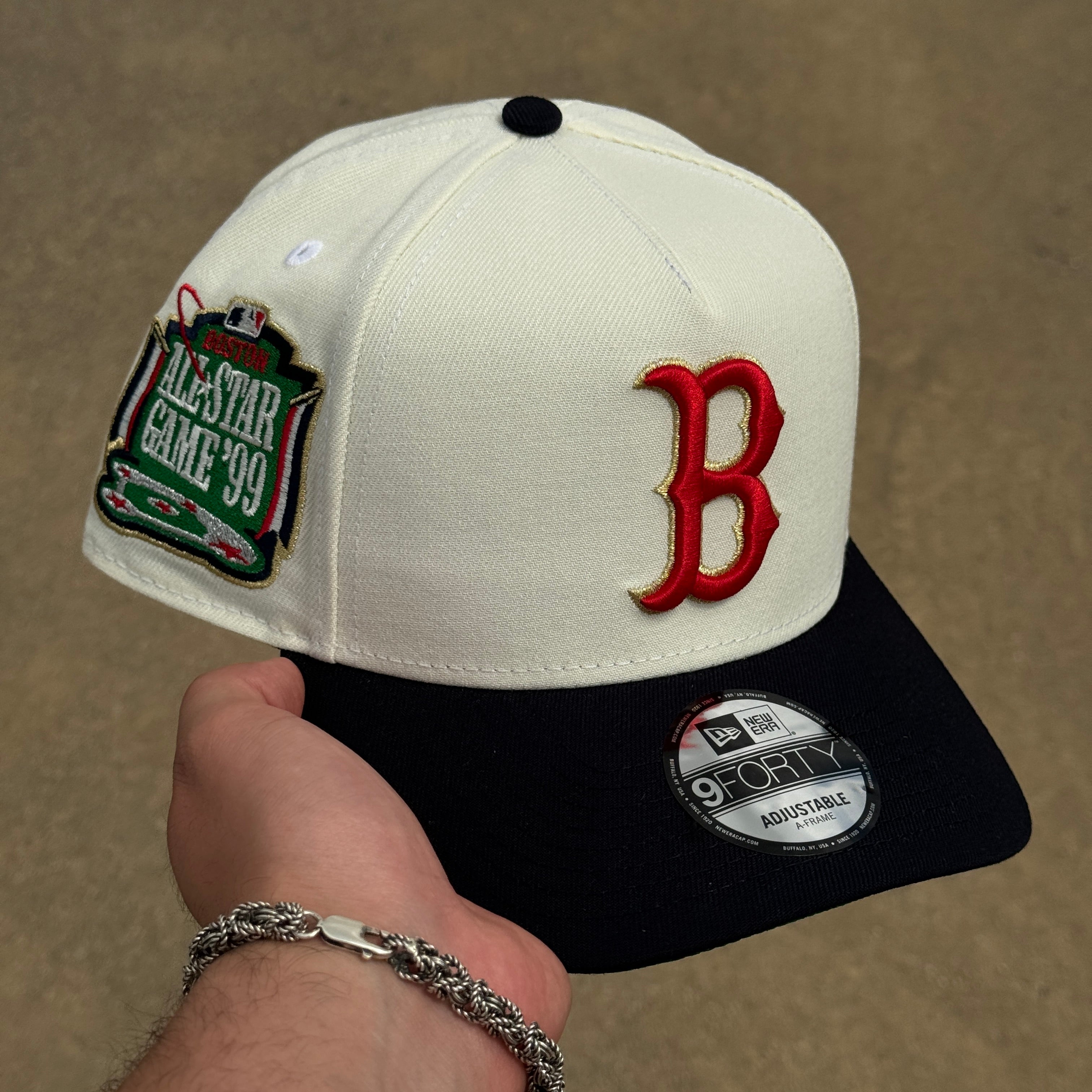 Chrome Boston Red Sox All Star Game 99 9Forty A-Frame Adjustable Strap New Era Cap Hat Sun Dad