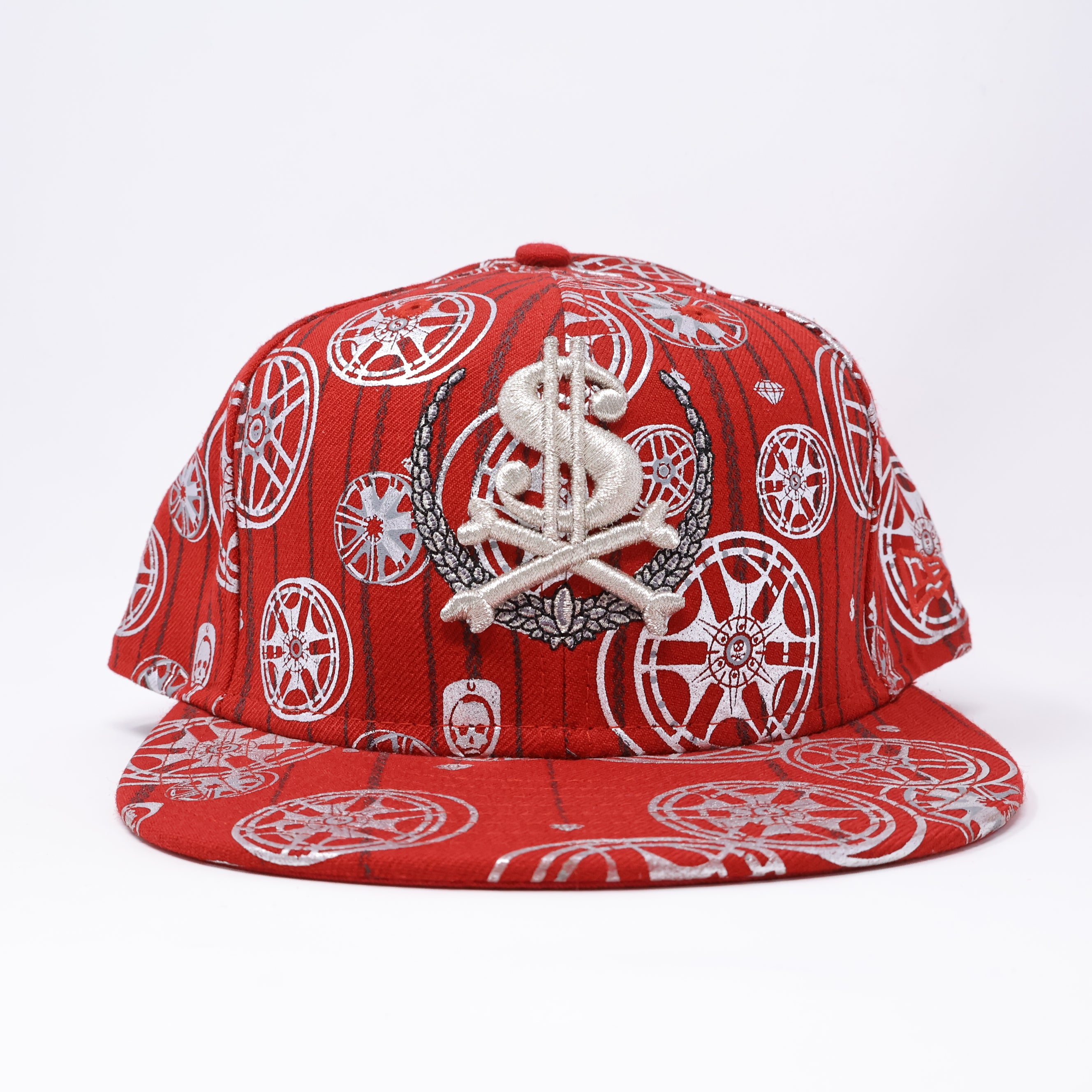 NWT 3/4 Red Money Crossbones Throwback Retro 59fifty New Era Fitted Hat Cap