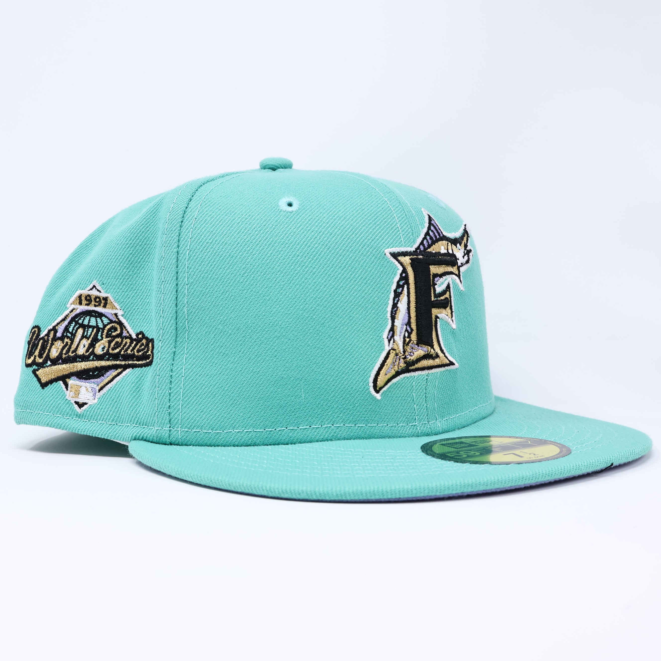 Turquoise Florida Marlins 1991 World Series 59fifty New Era Fitted Hat Cap