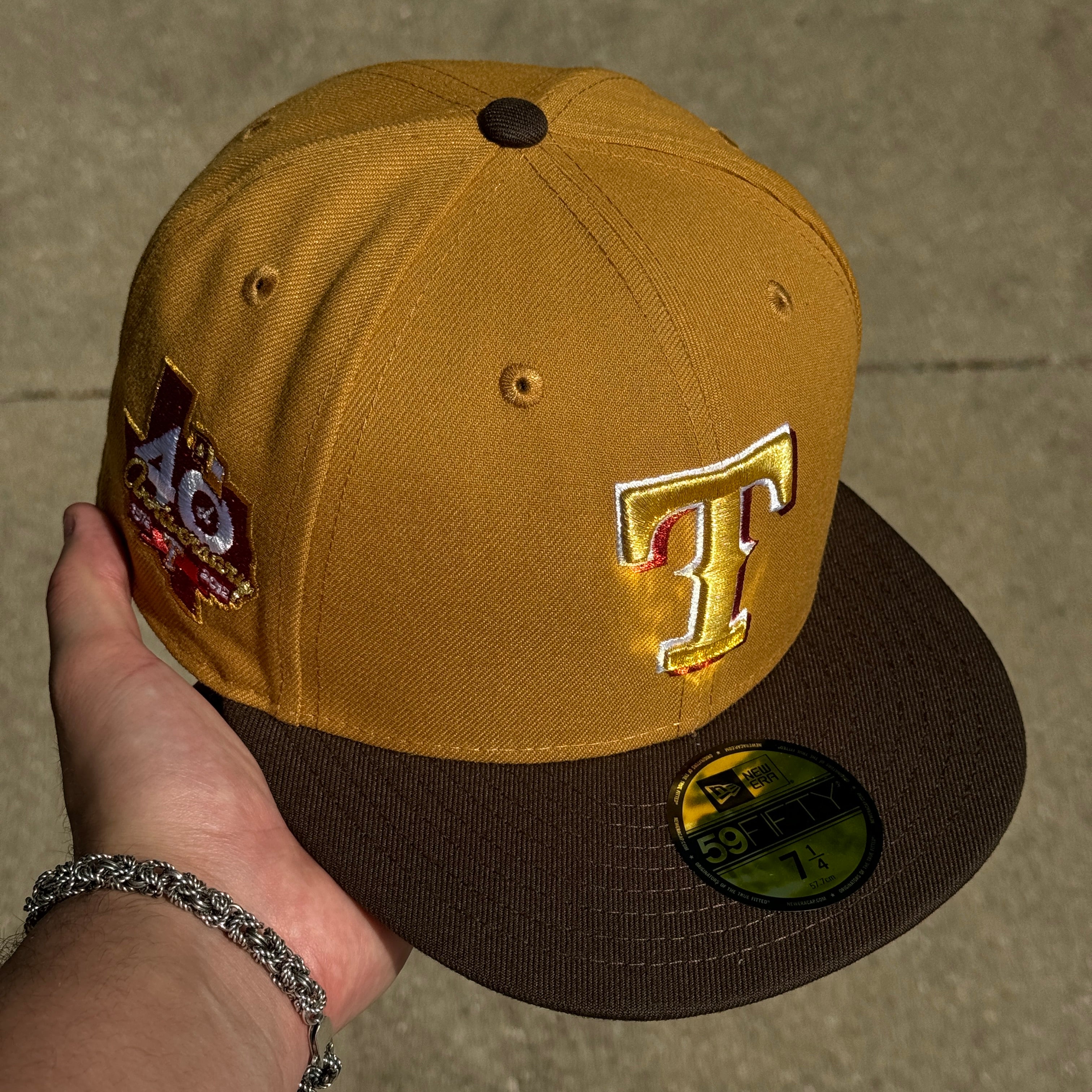 Brown Texas Rangers 40th Anniversary Peagle 59fifty New Era Fitted Cap Hat Sun