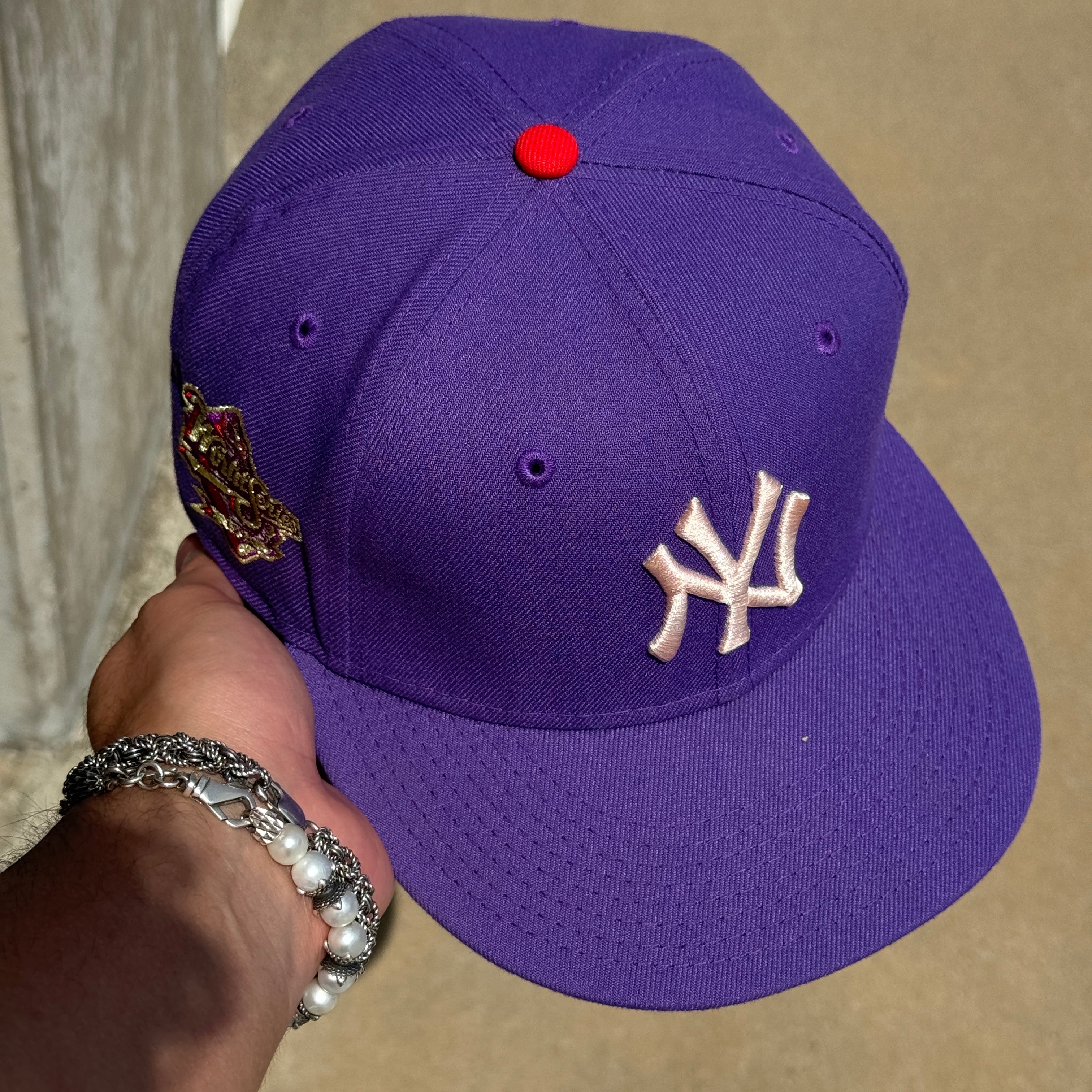 USED 1/4 Purple New York Yankees 1998 World Series 59fifty New Era Fitted Hat Cap