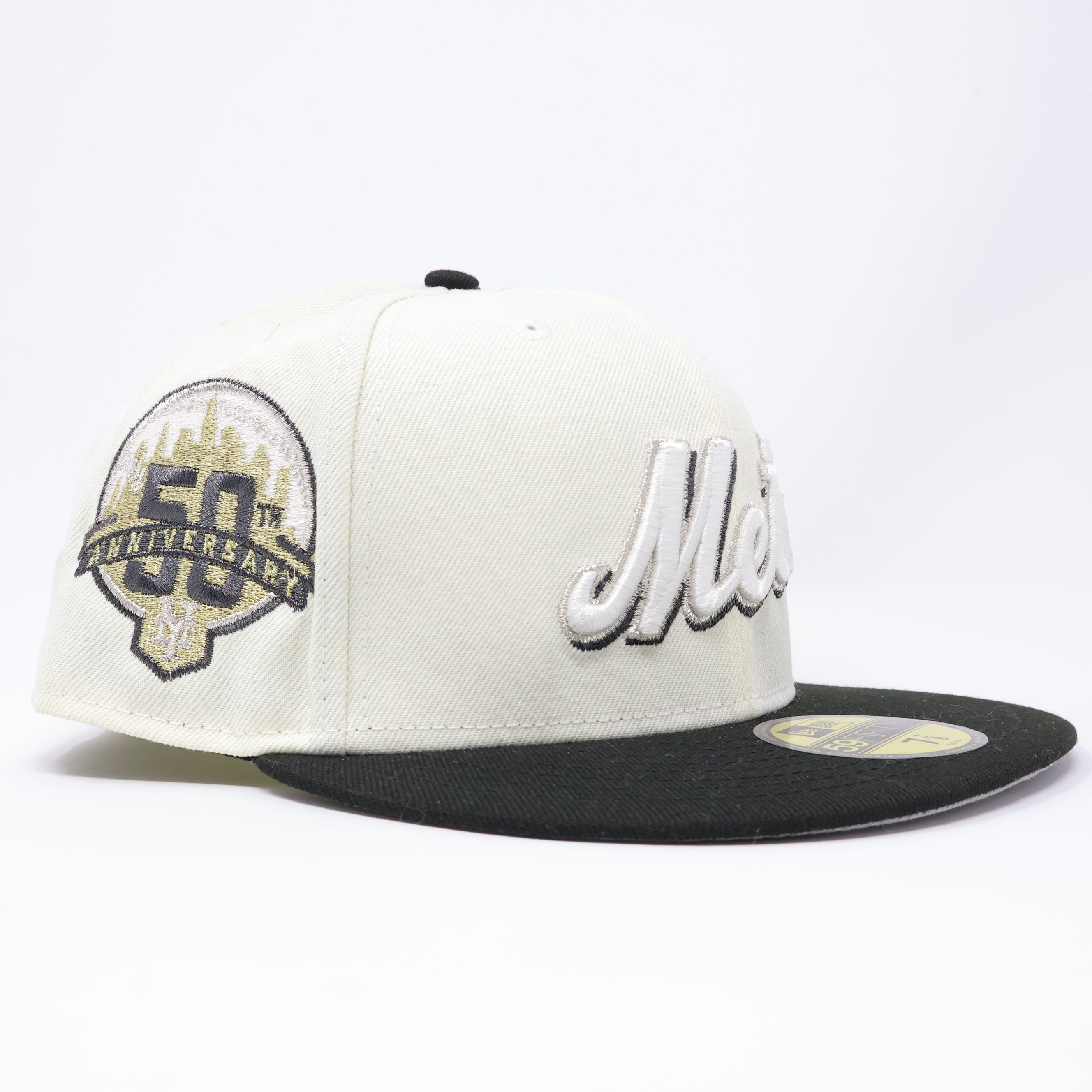NWT 3/8 Chrome New York Mets 50th Anniversary 59fifty New Era Fitted Hat Cap