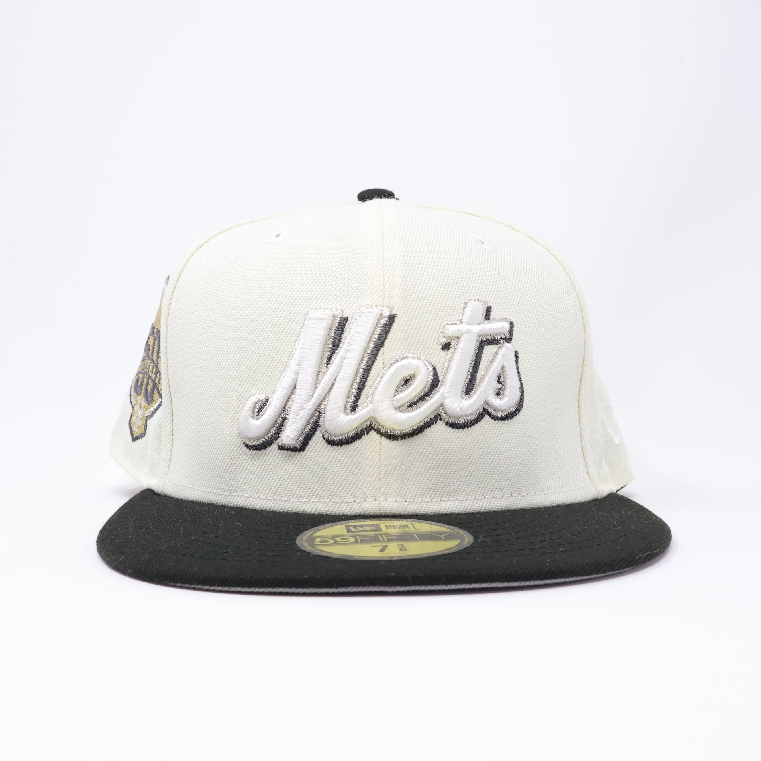 NWT 3/8 Chrome New York Mets 50th Anniversary 59fifty New Era Fitted Hat Cap