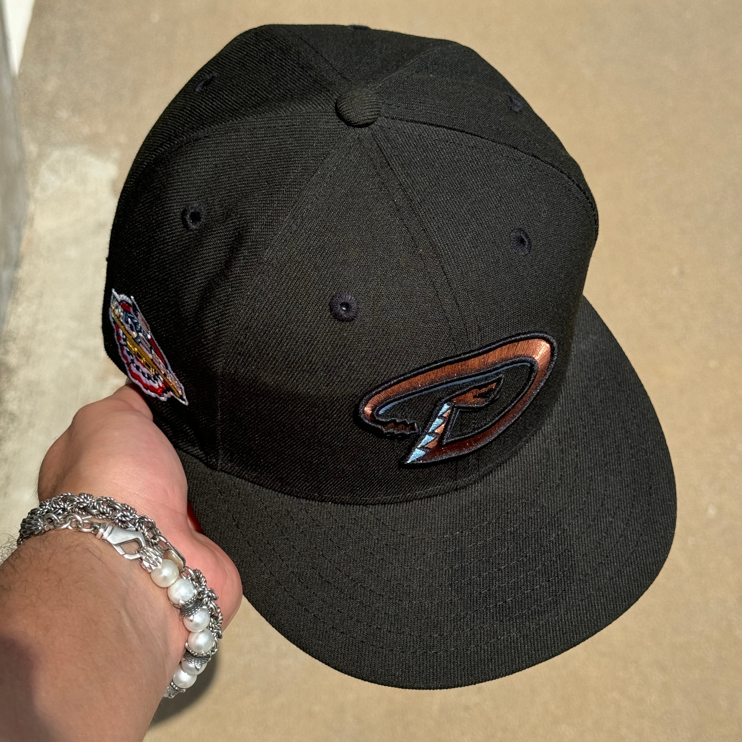 USED 1/4 Black Arizona Diamondbacks 2001 World Series 59fifty New Era Fitted Hat Cap