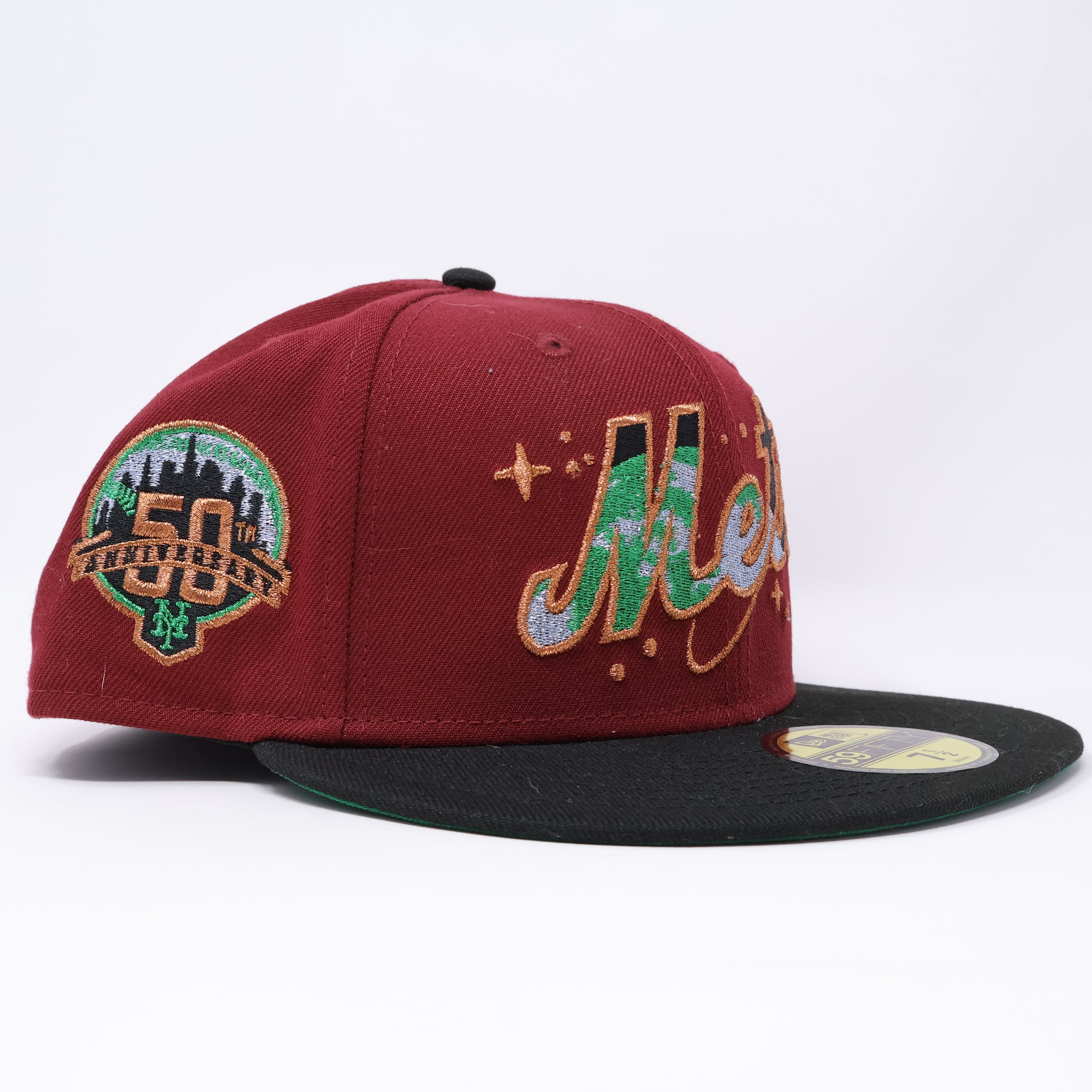 NWT 1/2 Maroon New York Mets 50th Anniversary 59fifty New Era Fitted Hat Cap