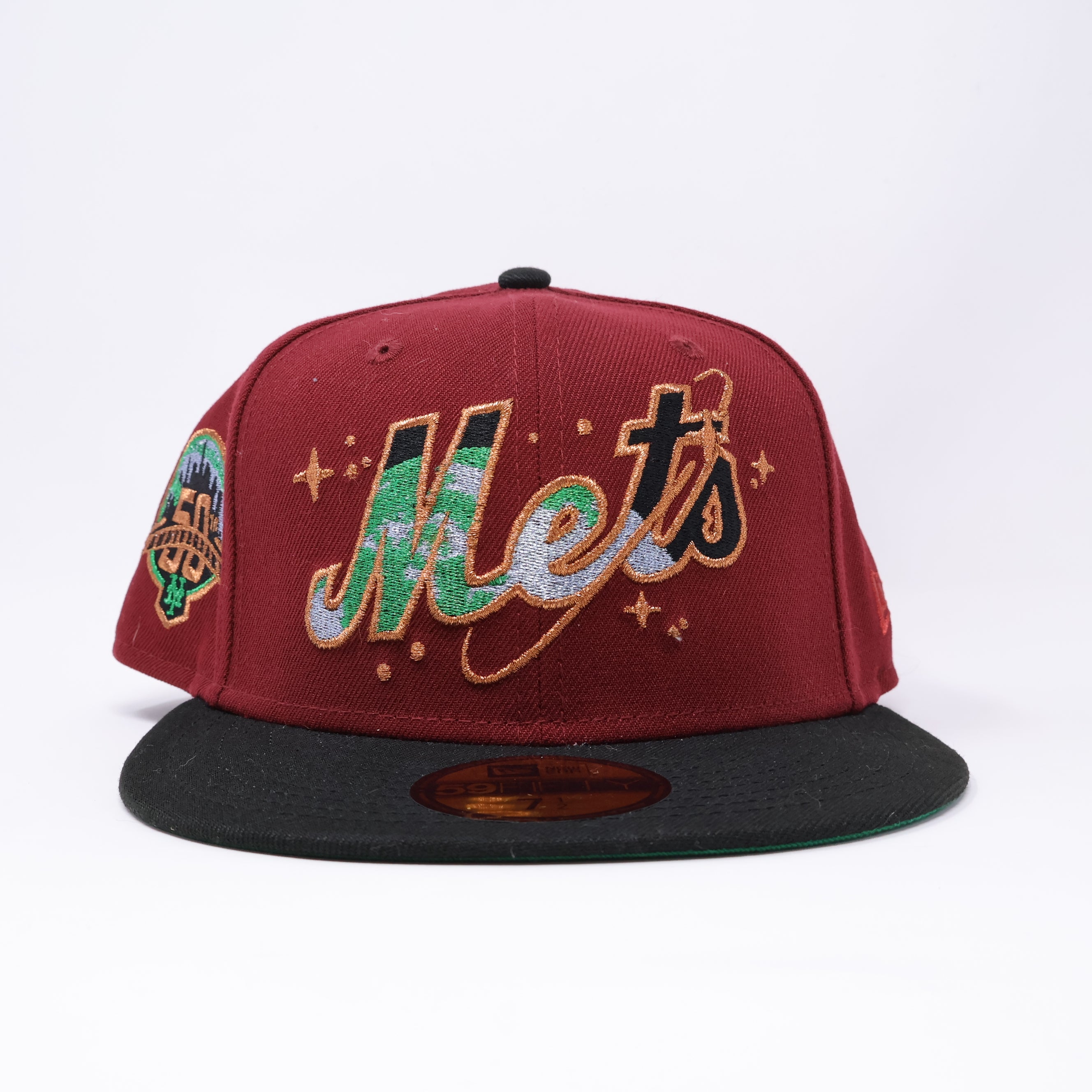 NWT 1/2 Maroon New York Mets 50th Anniversary 59fifty New Era Fitted Hat Cap