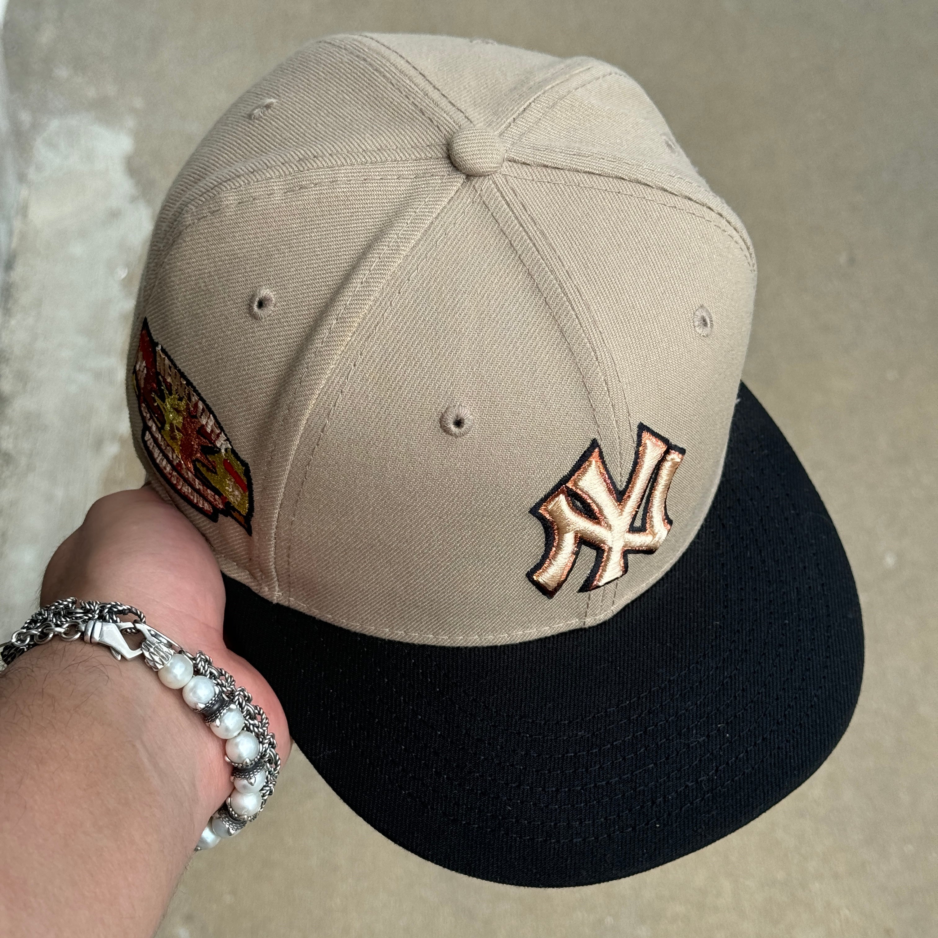 USED 1/4 Khaki New York Yankees Subway Series 59fifty New Era Fitted Hat Cap