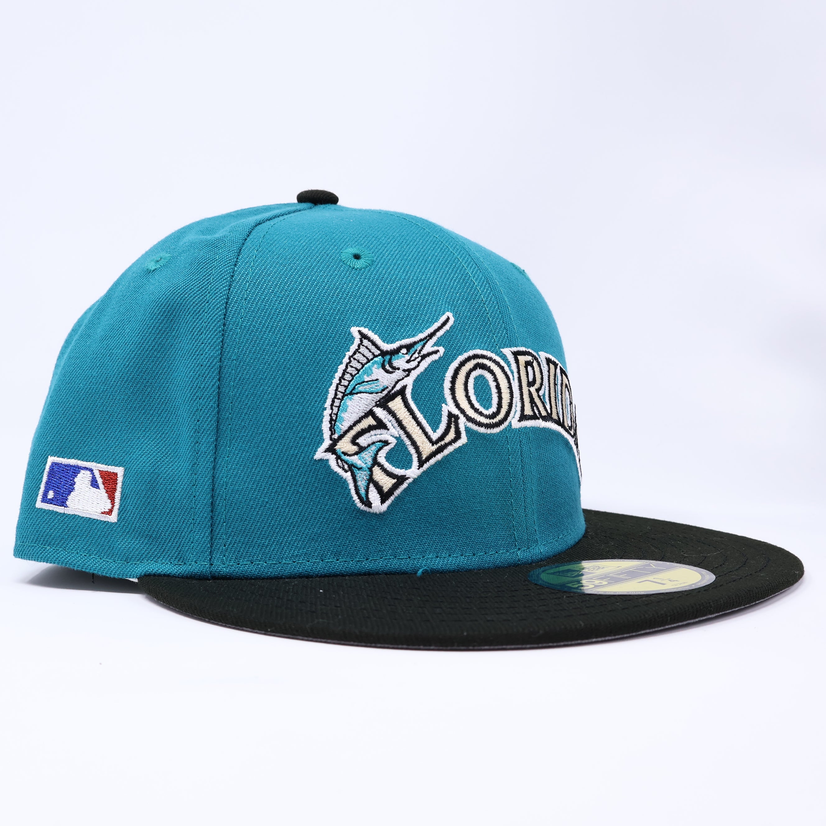 NWT 1/4 Teal Florida Marlins Simple Clean Dope 59fifty New Era Fitted Hat Cap