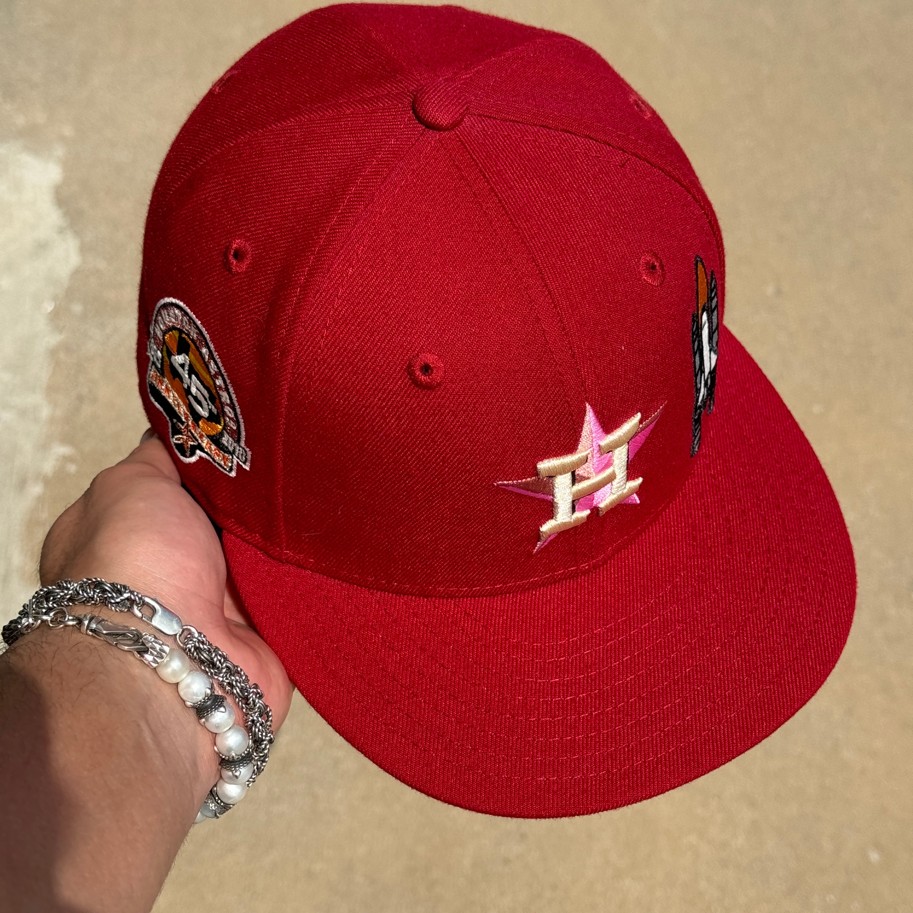 USED 1/4 Brick Red Houston Astros 45th Anniversary 59fifty New Era Fitted Hat Cap