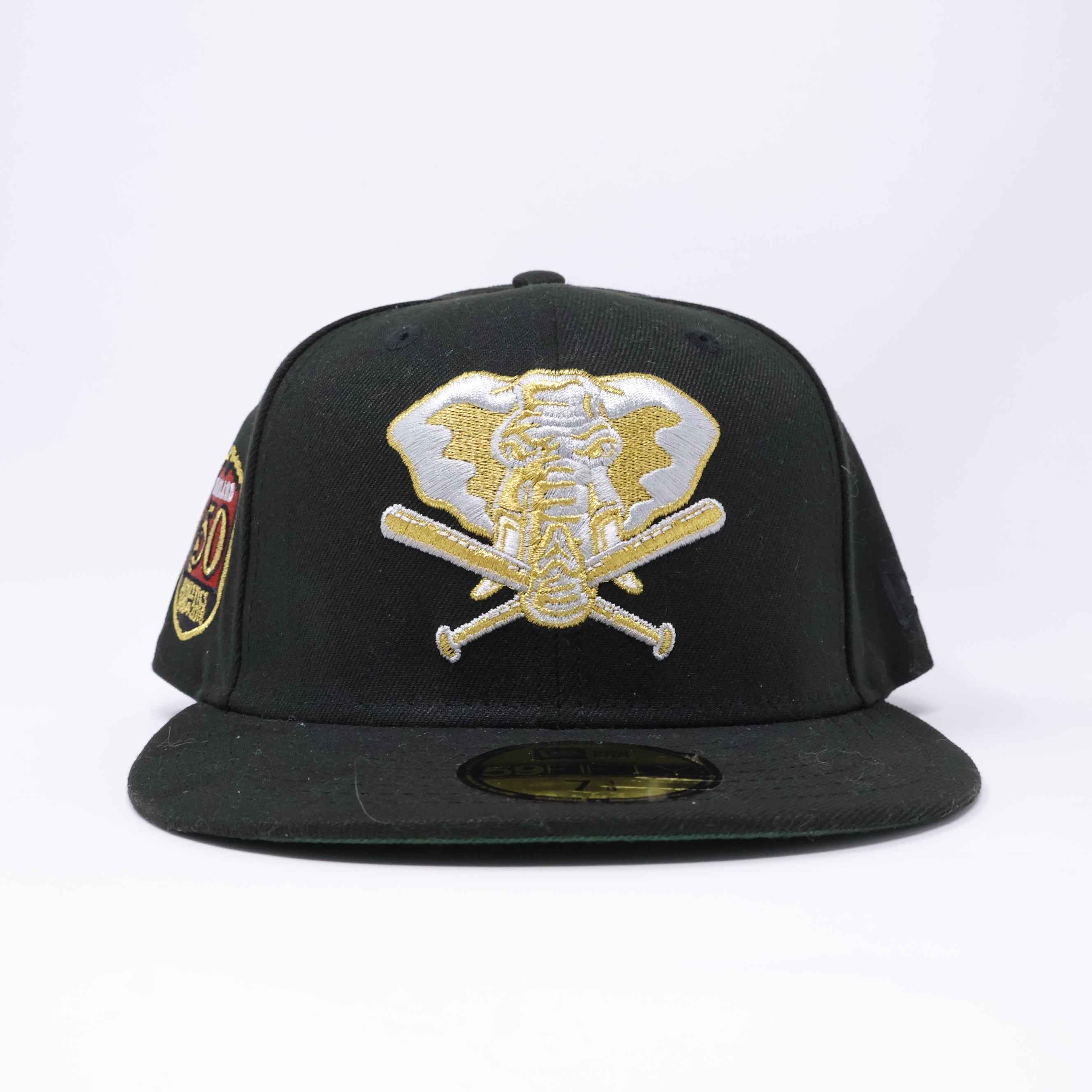 NWT 3/8 Black Oakland Athletics 50th Anniversary 59fifty New Era Fitted Hat Cap