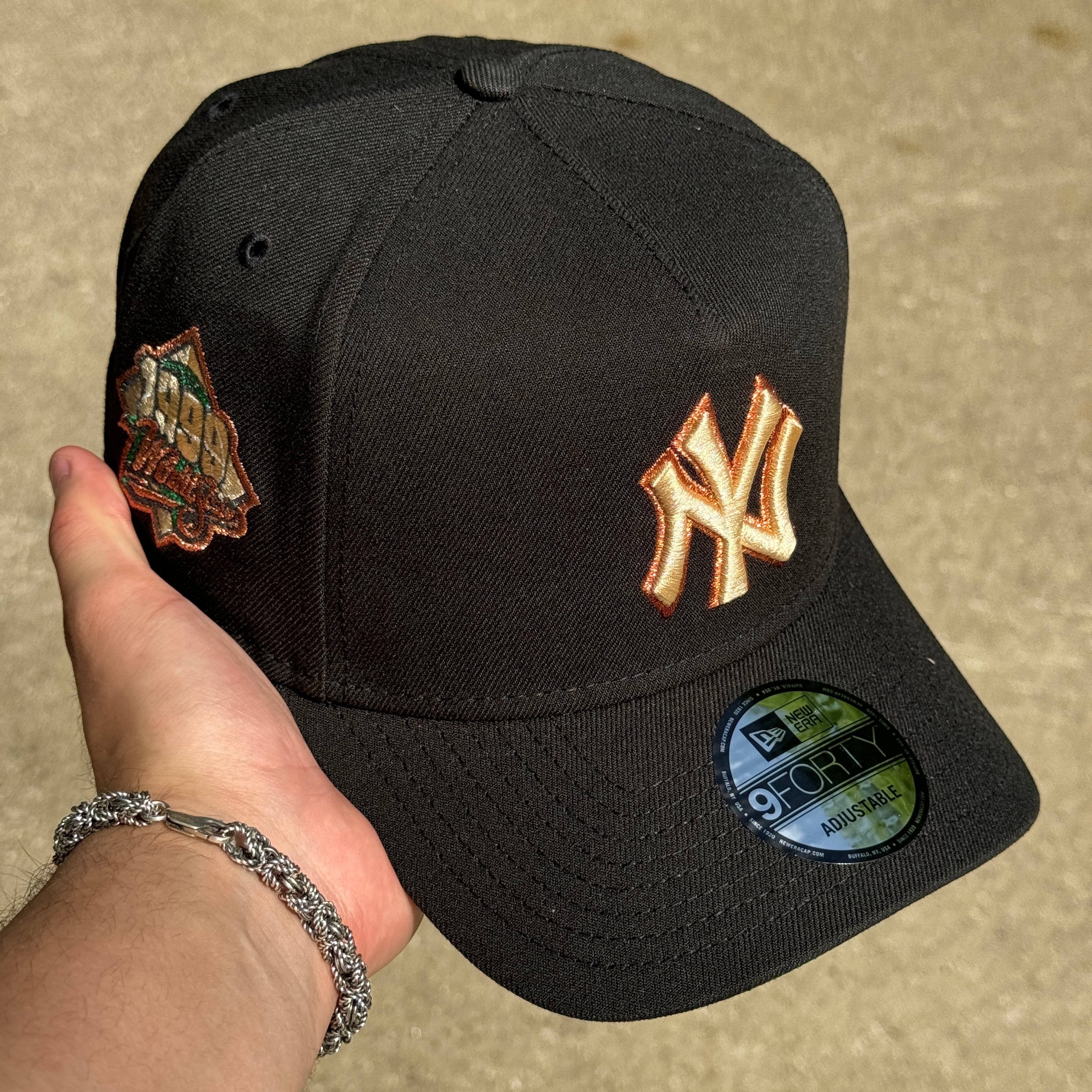 Black New York Yankees 1999 World Series Adjustable 9Forty A-Frame New Era Cap Hat Dad