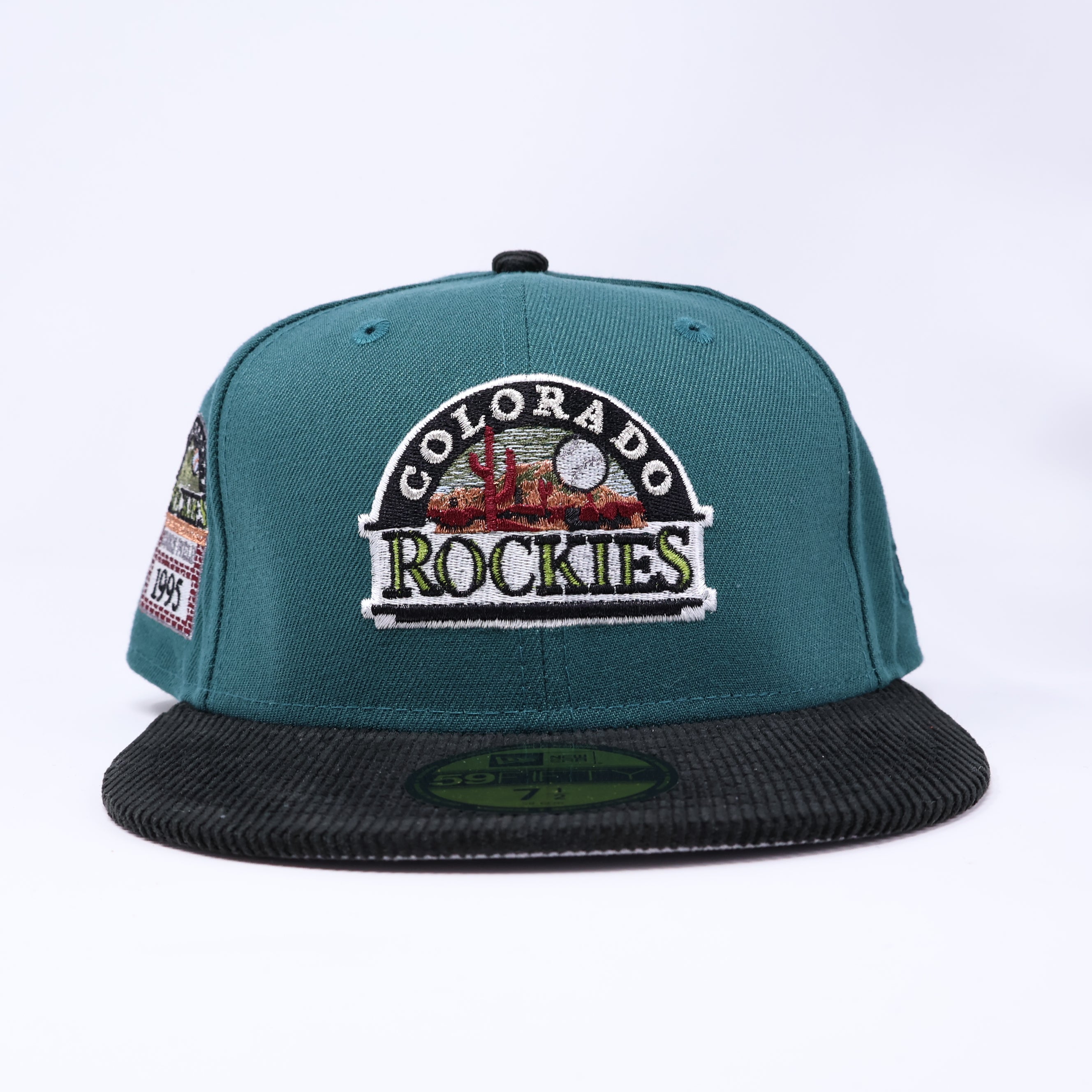 7 1/2 NEW Green Corduroy Colorado Rockies 1995 Coors Field 59fifty New Era Fitted Cap Hat