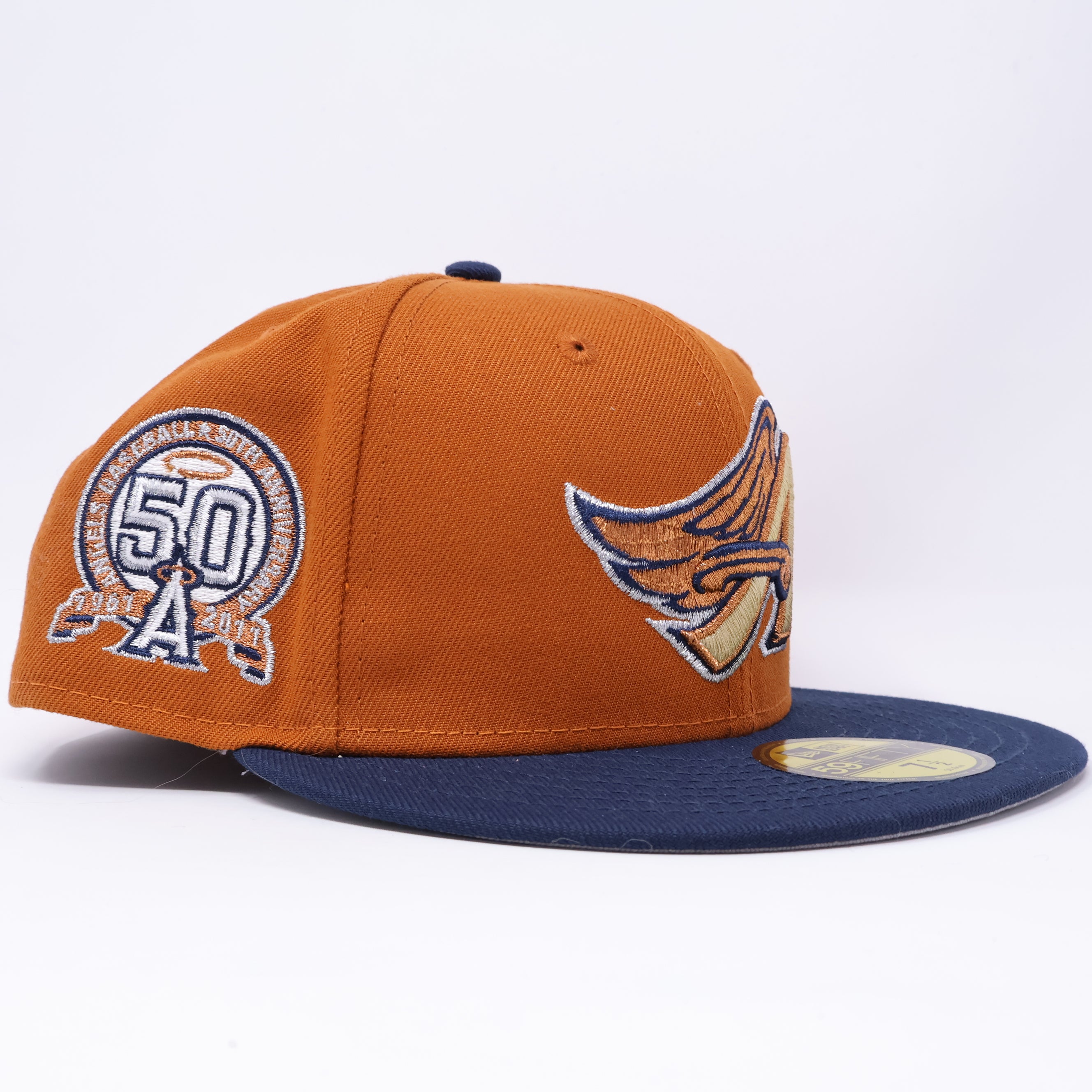 NWT 1/2 Orange Los Angeles Angels 50th Anniversary 59fifty New Era Fitted Hat Cap