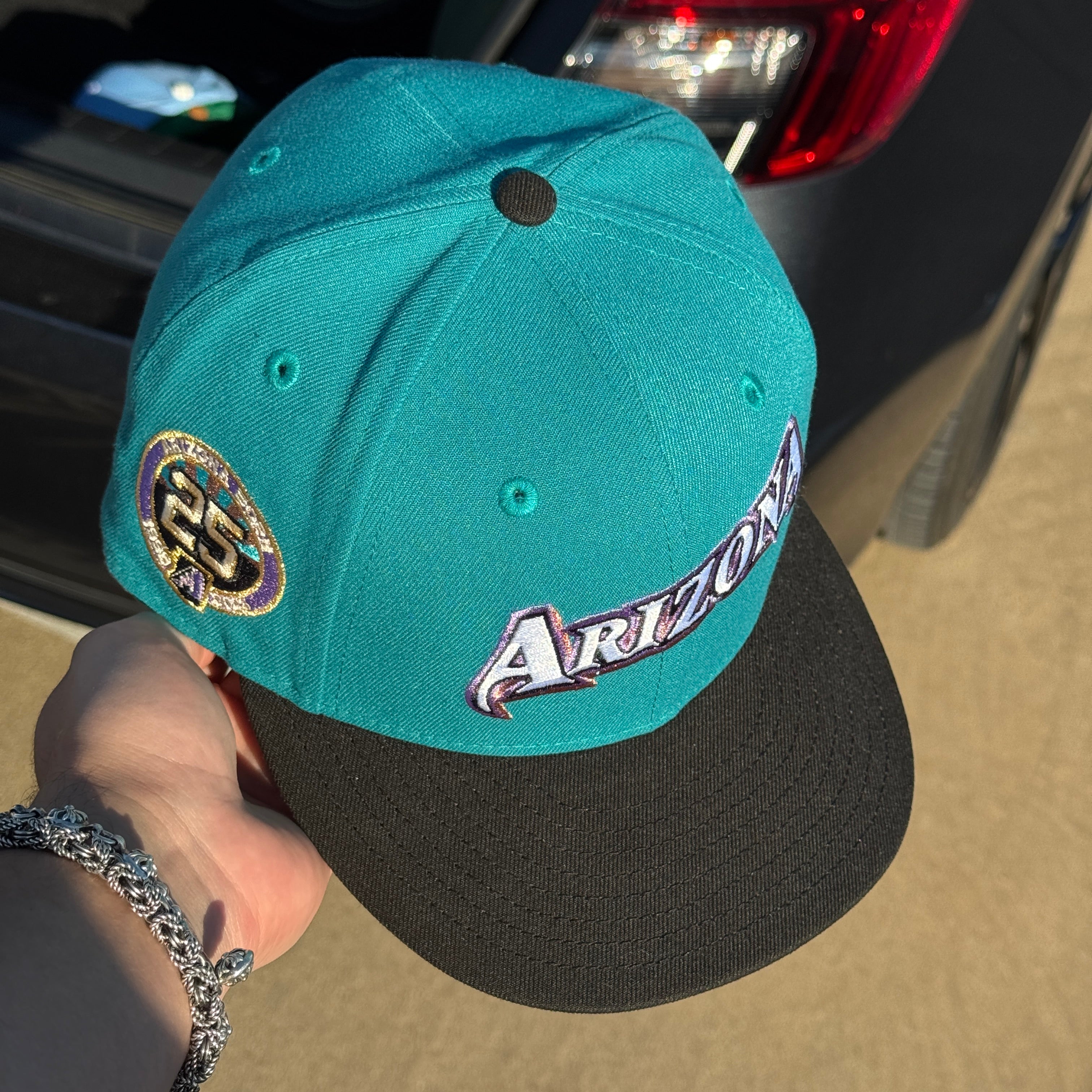 USED 5/8 Teal Arizona Diamondbacks 25th Anniversary 59fifty New Era Fitted Hat Cap