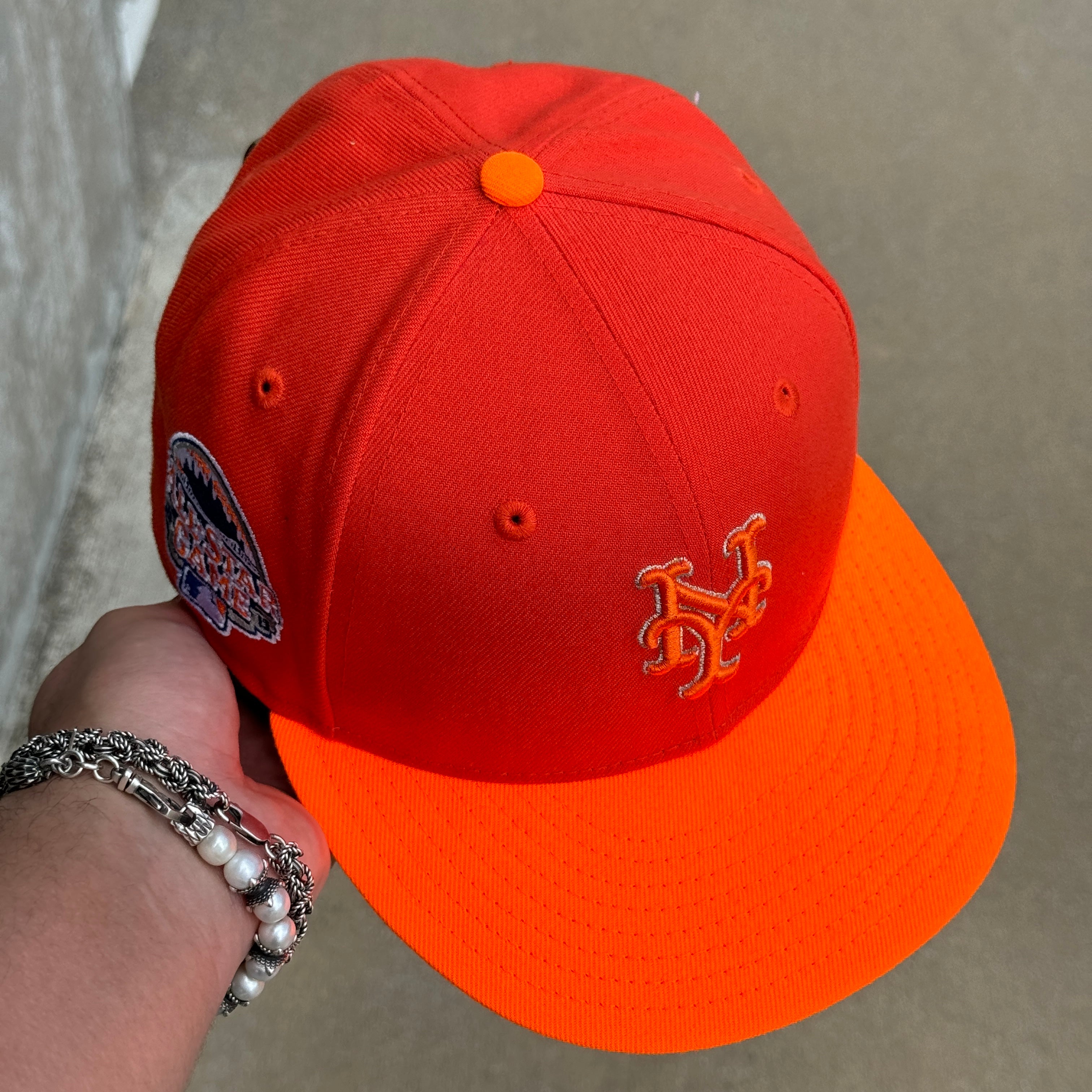 USED 1/4 Orange New York Mets All Star Game 2013 59fifty New Era Fitted Hat Cap