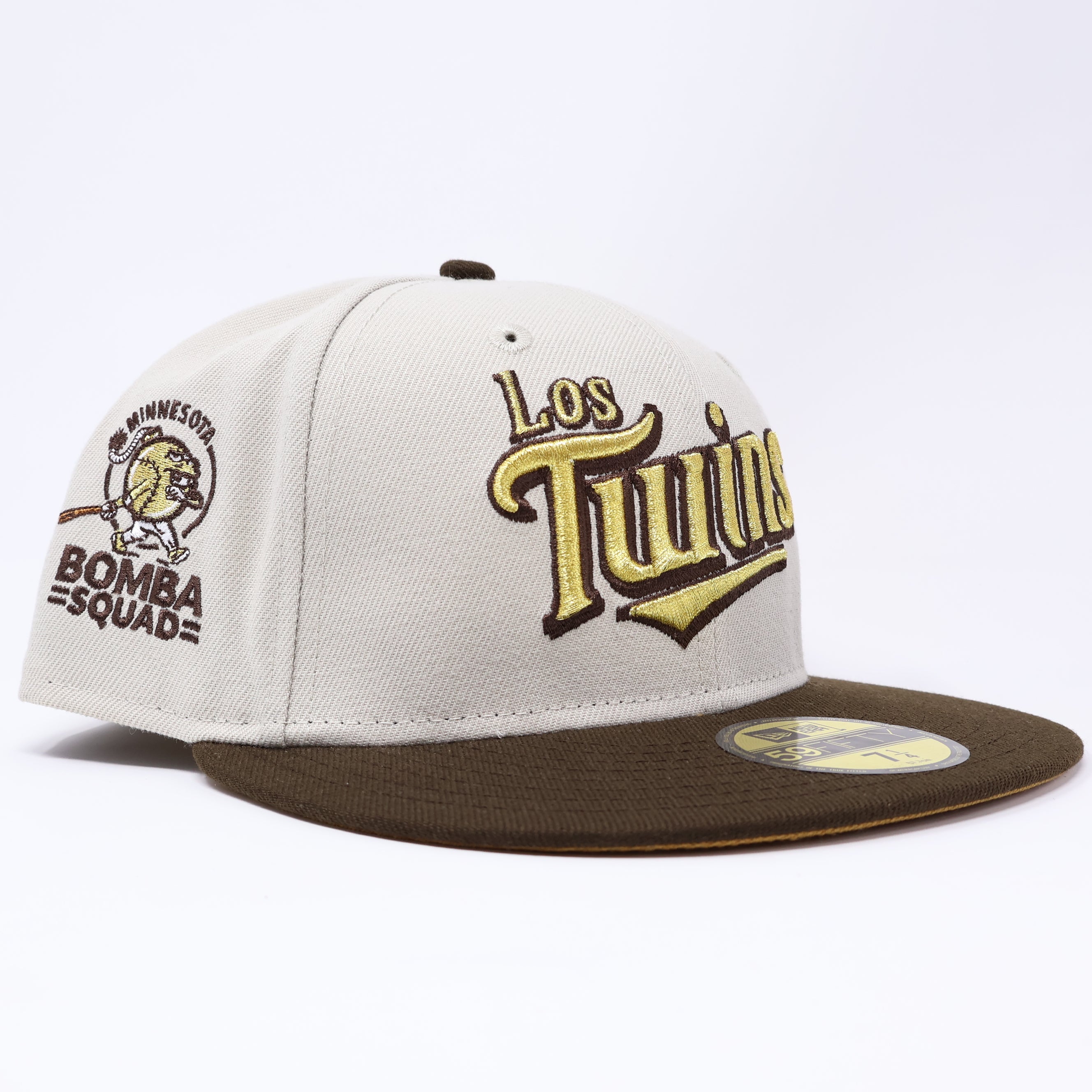 NWT 1/4 Stone Los Twins Bomba Squad 59fifty New Era Fitted Hat Cap