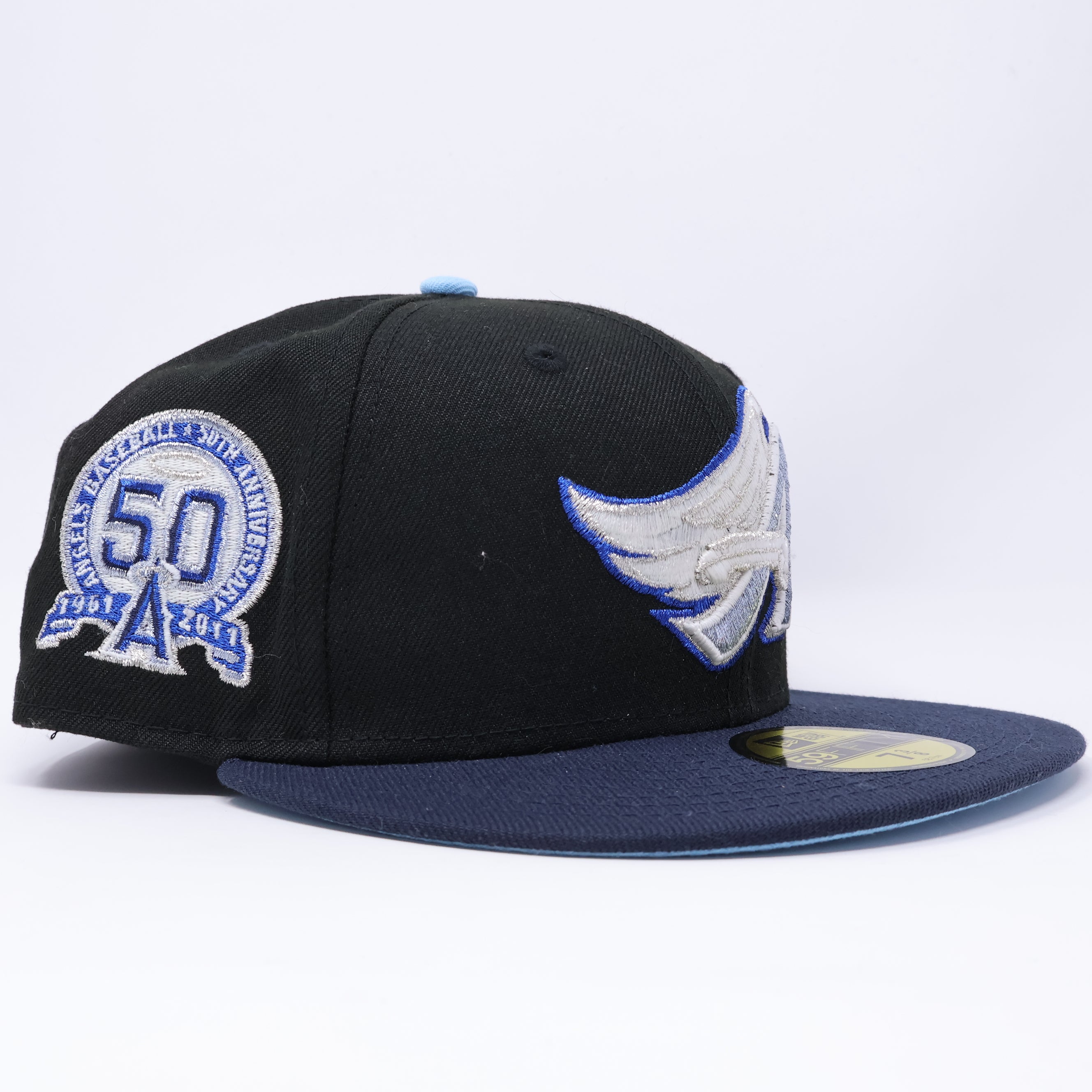 NWT 3/8 Black Los Angeles Angels 50th Anniversary 59fifty New Era Fitted Hat Cap