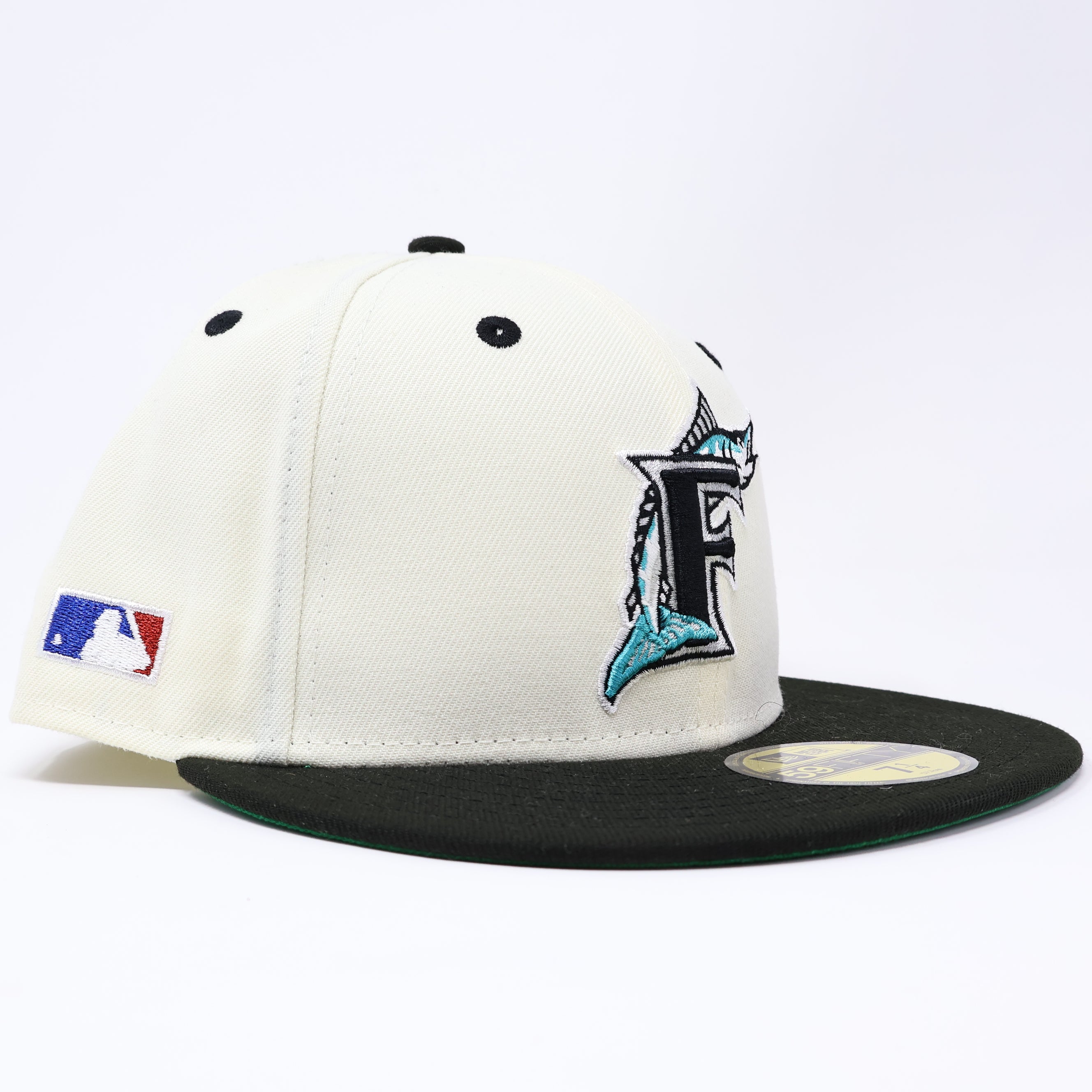 NWT 1/4 Chrome Florida Marlins Simple Clean Dope 59fifty New Era Fitted Hat Cap