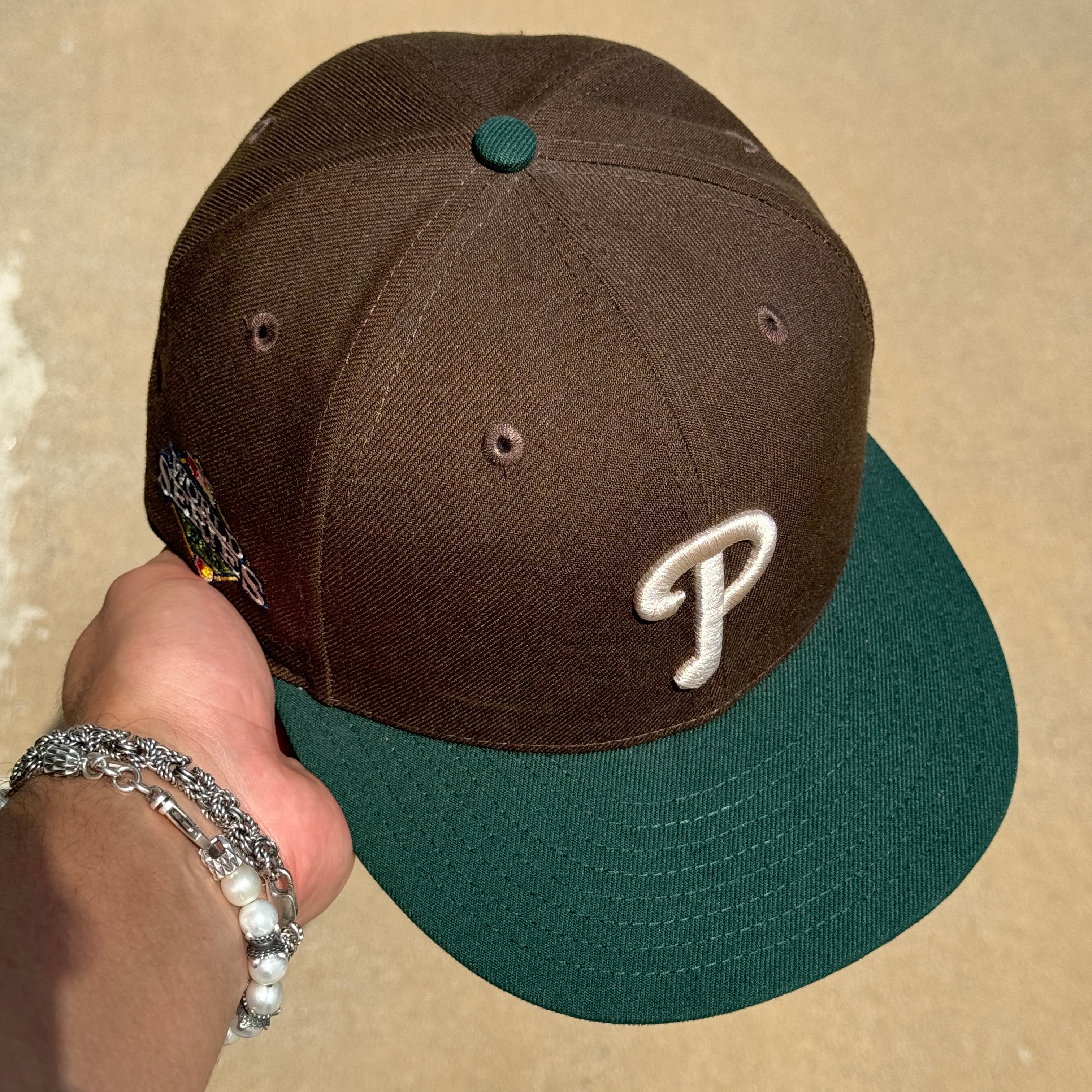 USED 1/4 Brown Philadelphia Phillies 2008 World Series 59fifty New Era Fitted Hat Cap