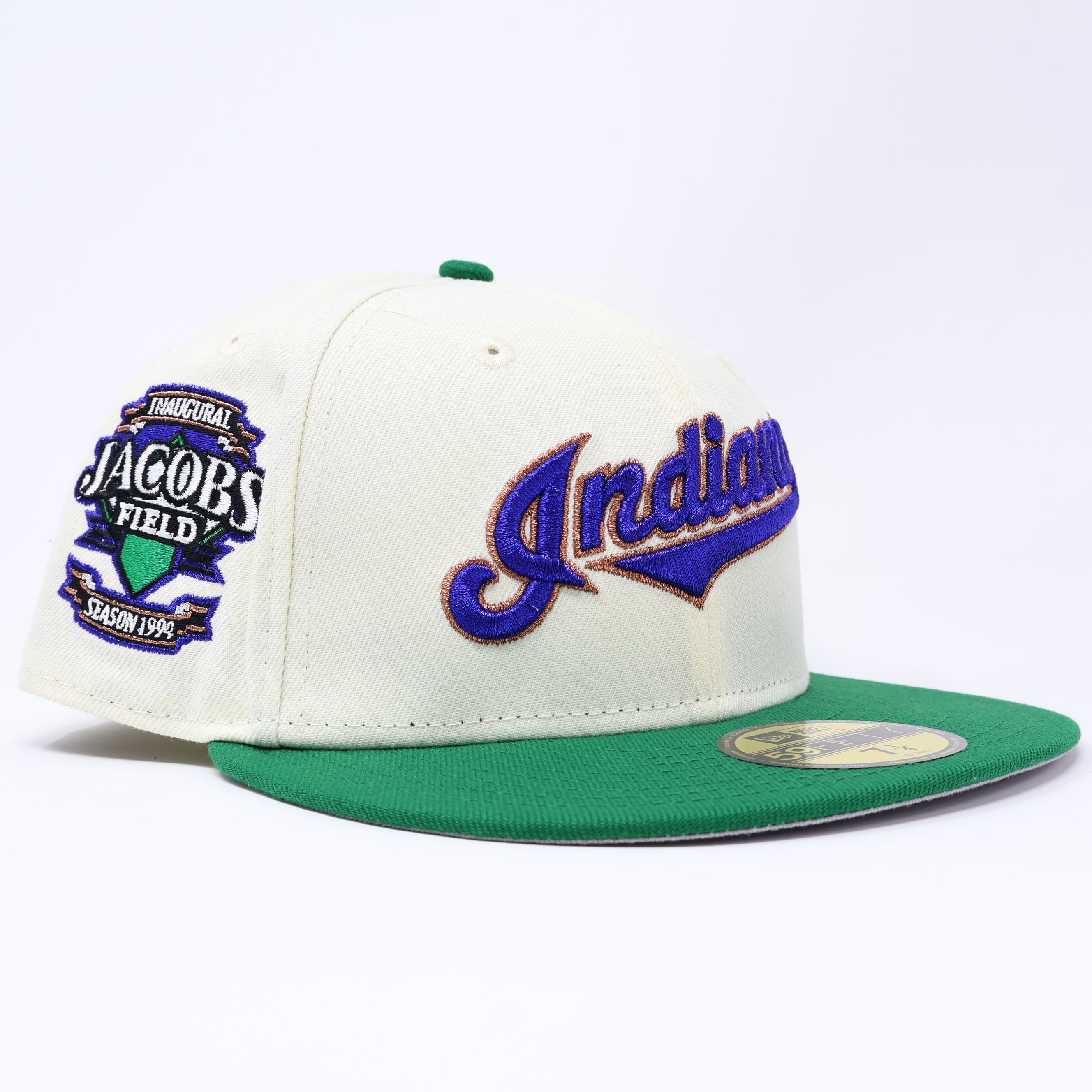 NWT 1/4 Chrome Cleveland Indians Jacobs Field 59fifty New Era Fitted Hat Cap