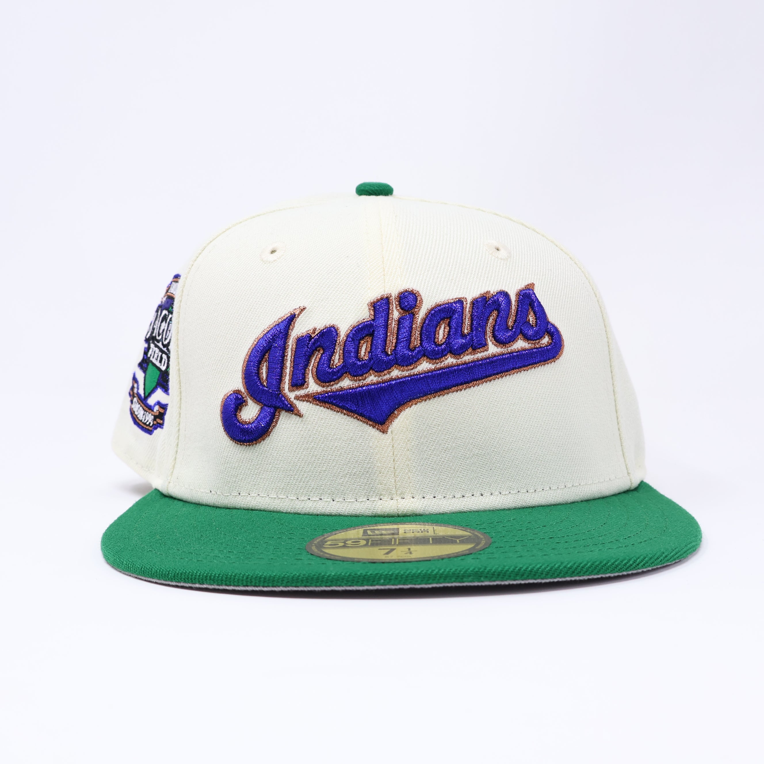 NWT 1/4 Chrome Cleveland Indians Jacobs Field 59fifty New Era Fitted Hat Cap