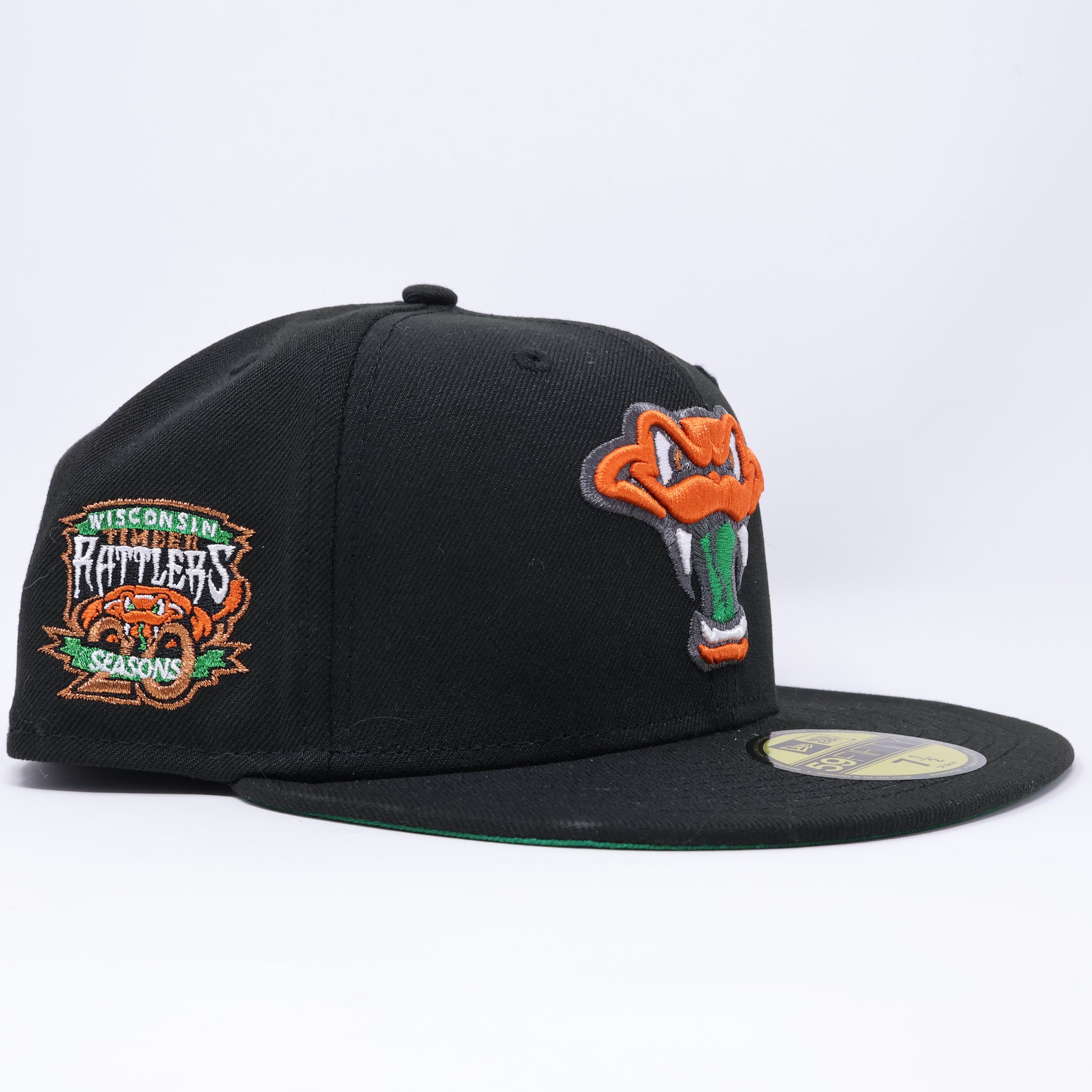 NWT 1/2 Black Wisconsin Timber Rattlers Minor League 59fifty New Era Fitted Hat Cap