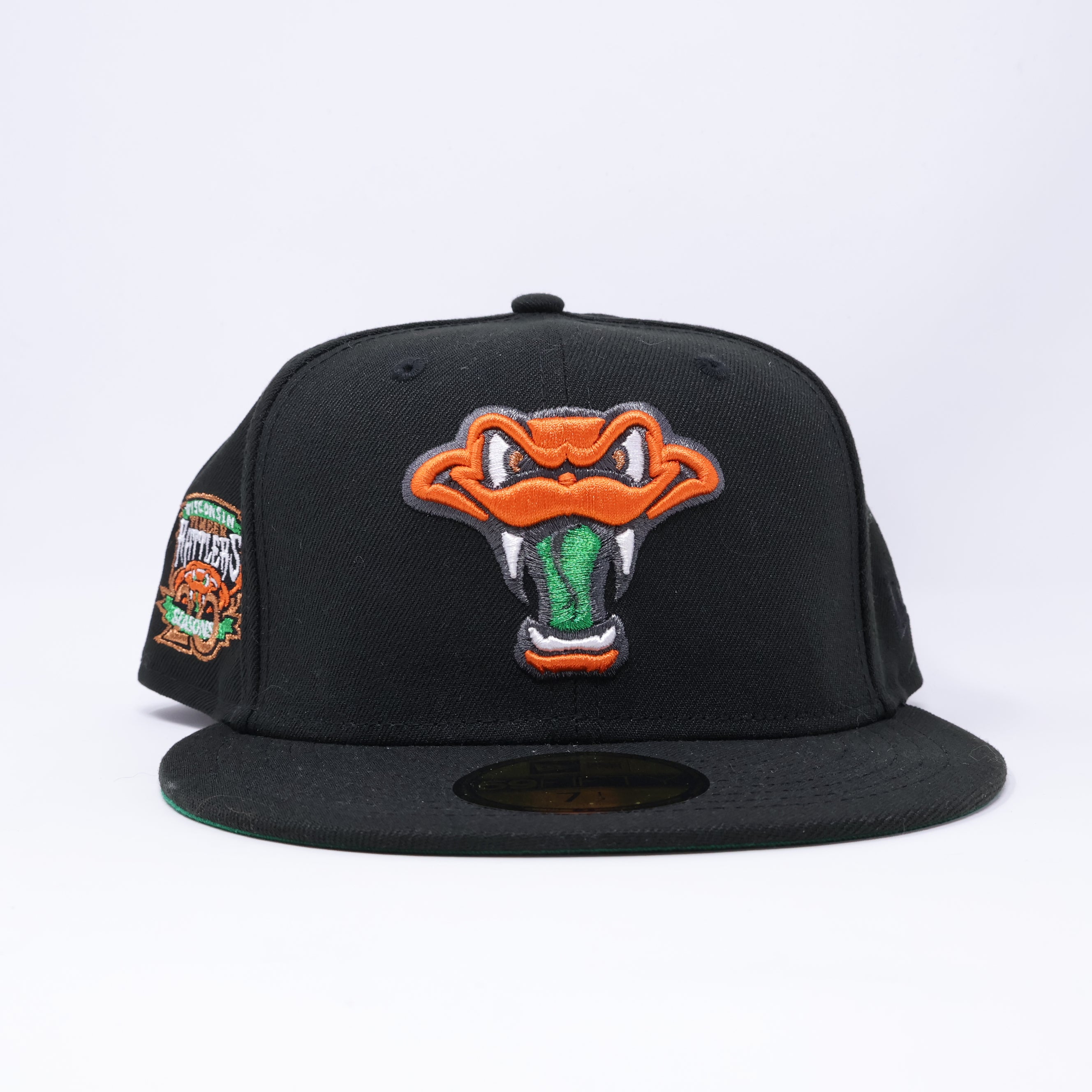 NWT 1/2 Black Wisconsin Timber Rattlers Minor League 59fifty New Era Fitted Hat Cap