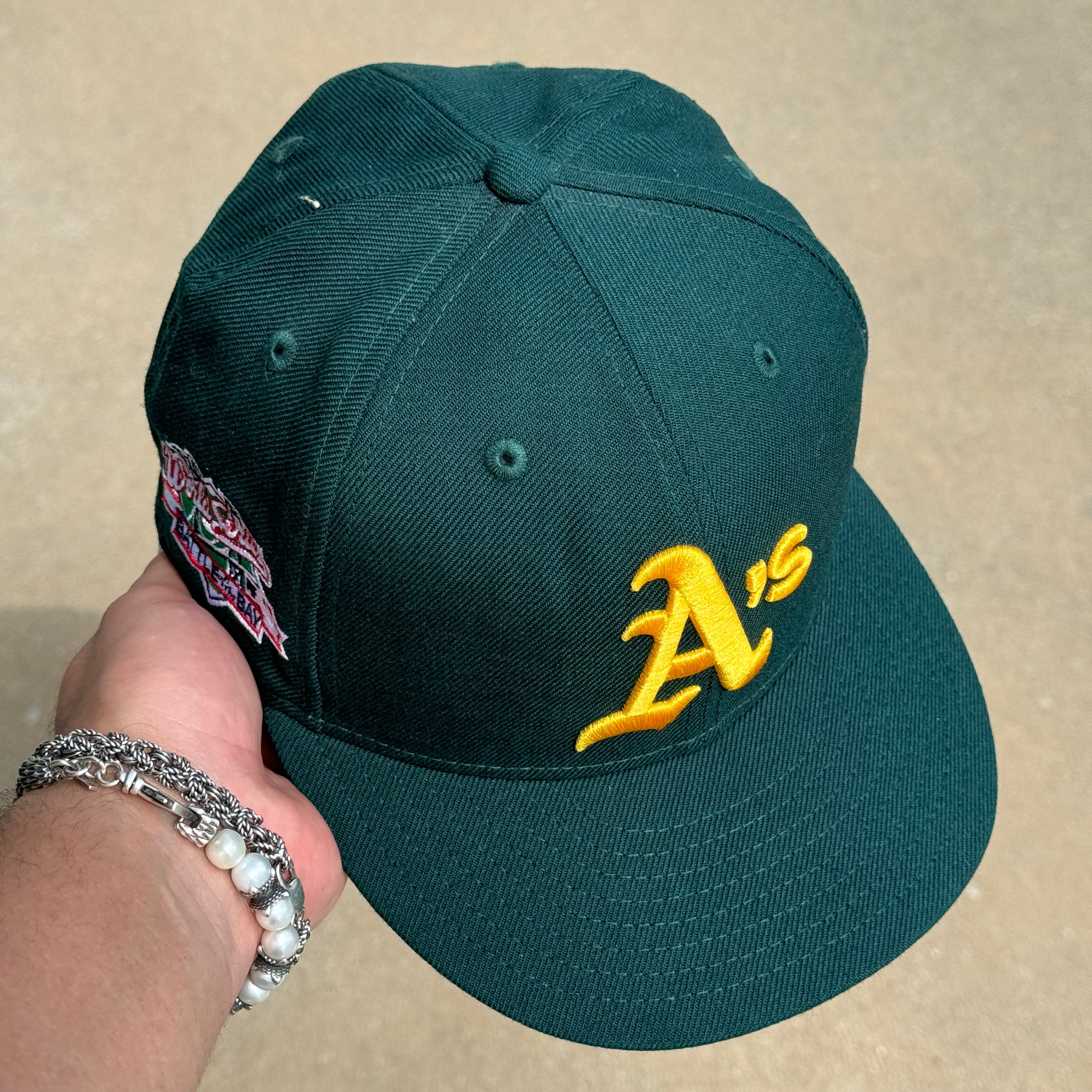 USED 1/4 Green Oakland Athletics 1989 World Series 59fifty New Era Fitted Hat Cap