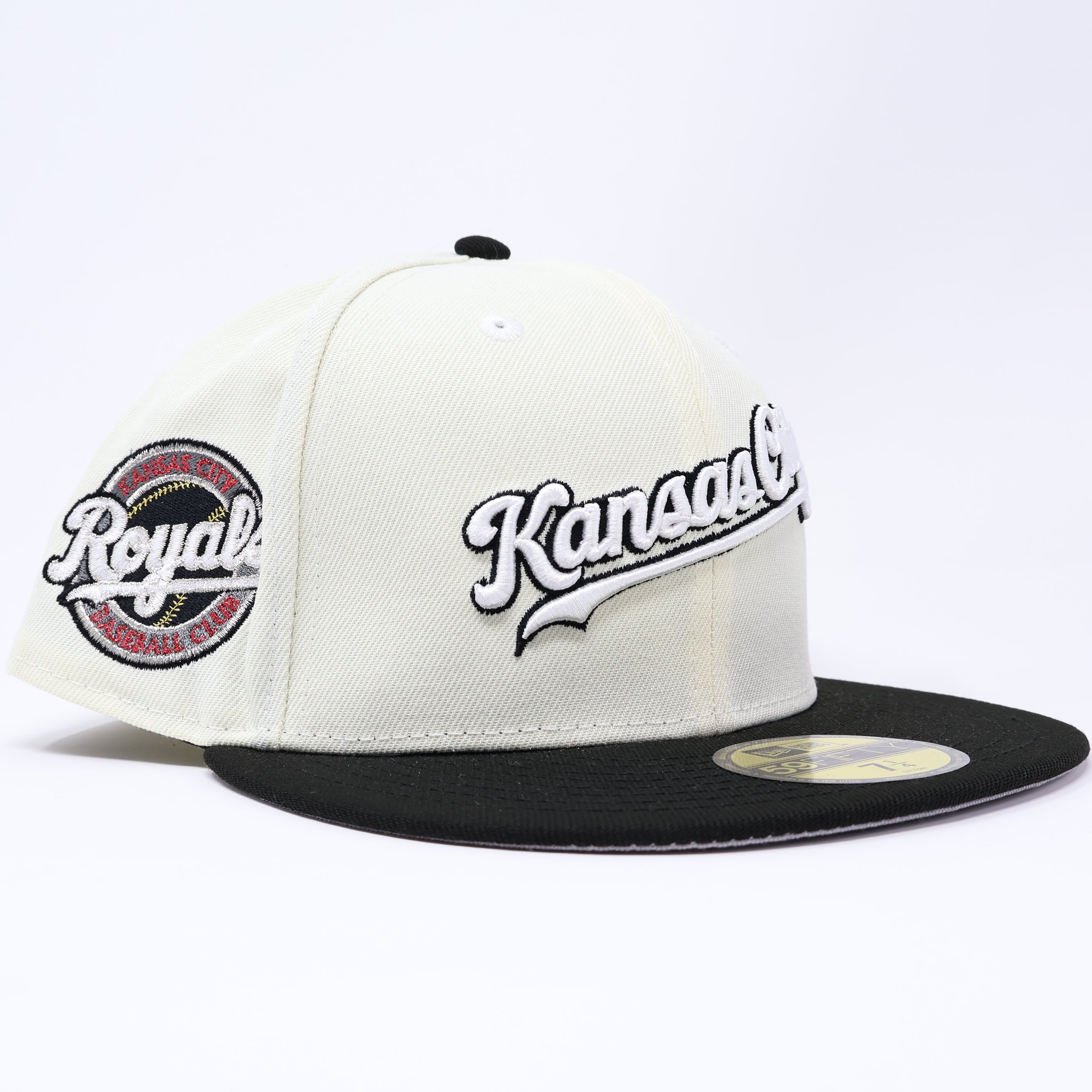 NWT 1/4 Chrome Kansas City Royals Baseball Club 59fifty New Era Fitted Hat Cap