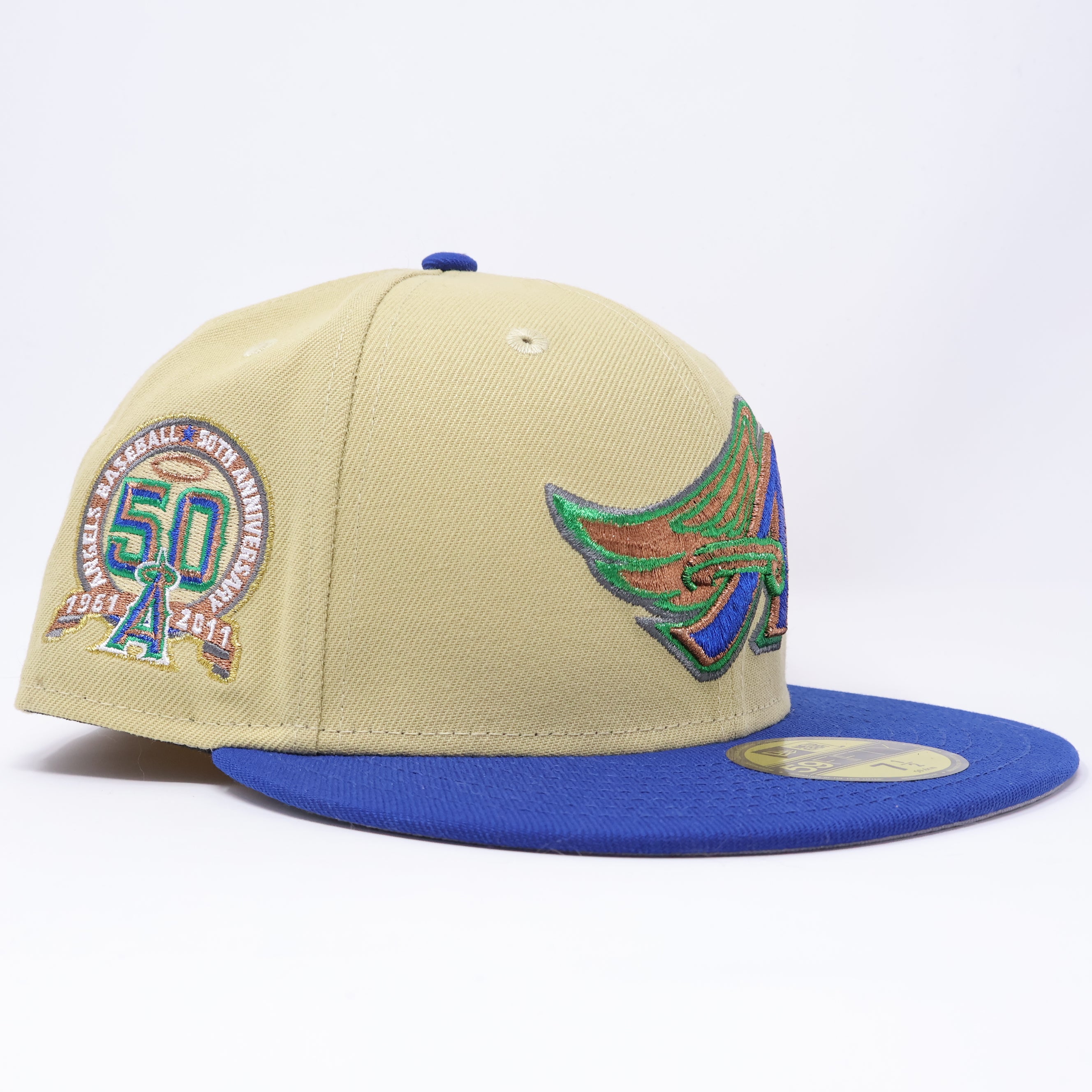 NWT 1/2 Khaki Los Angeles Angels 50th Anniversary 59fifty New Era Fitted Hat Cap