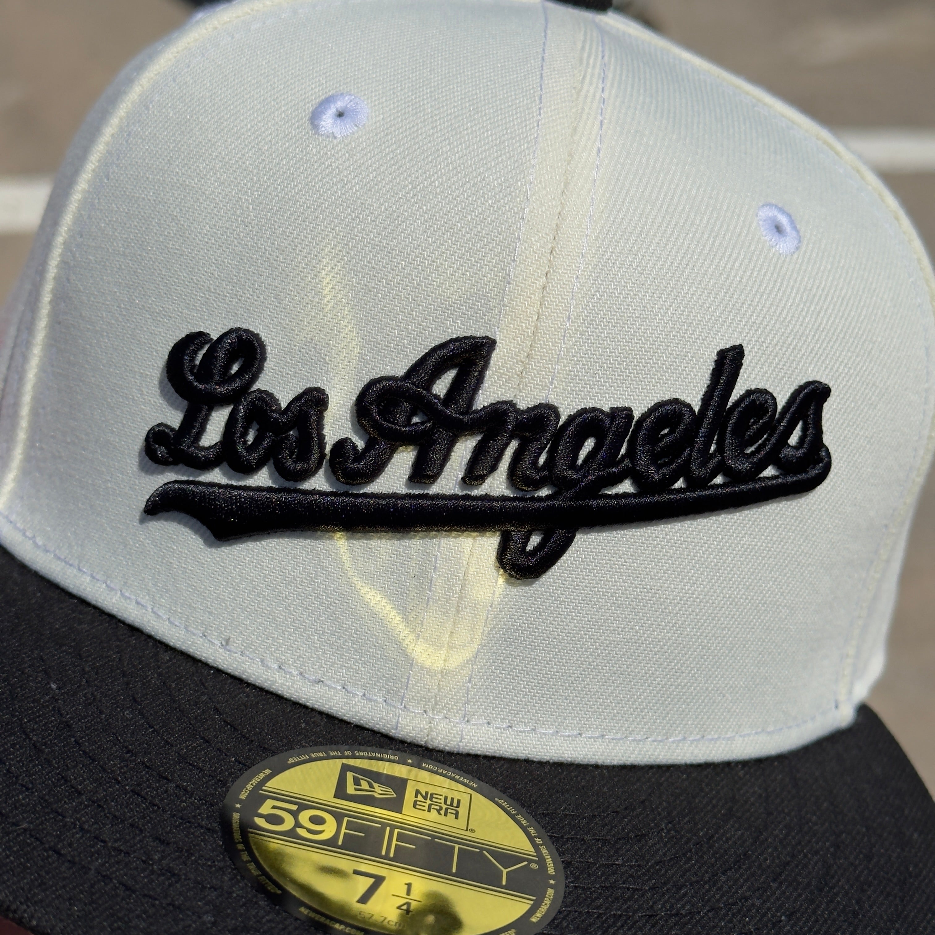 7 1/4 Chrome White Los Angeles Dodgers Simple Clean Basic Plain 59fifty New Era Fitted Hat