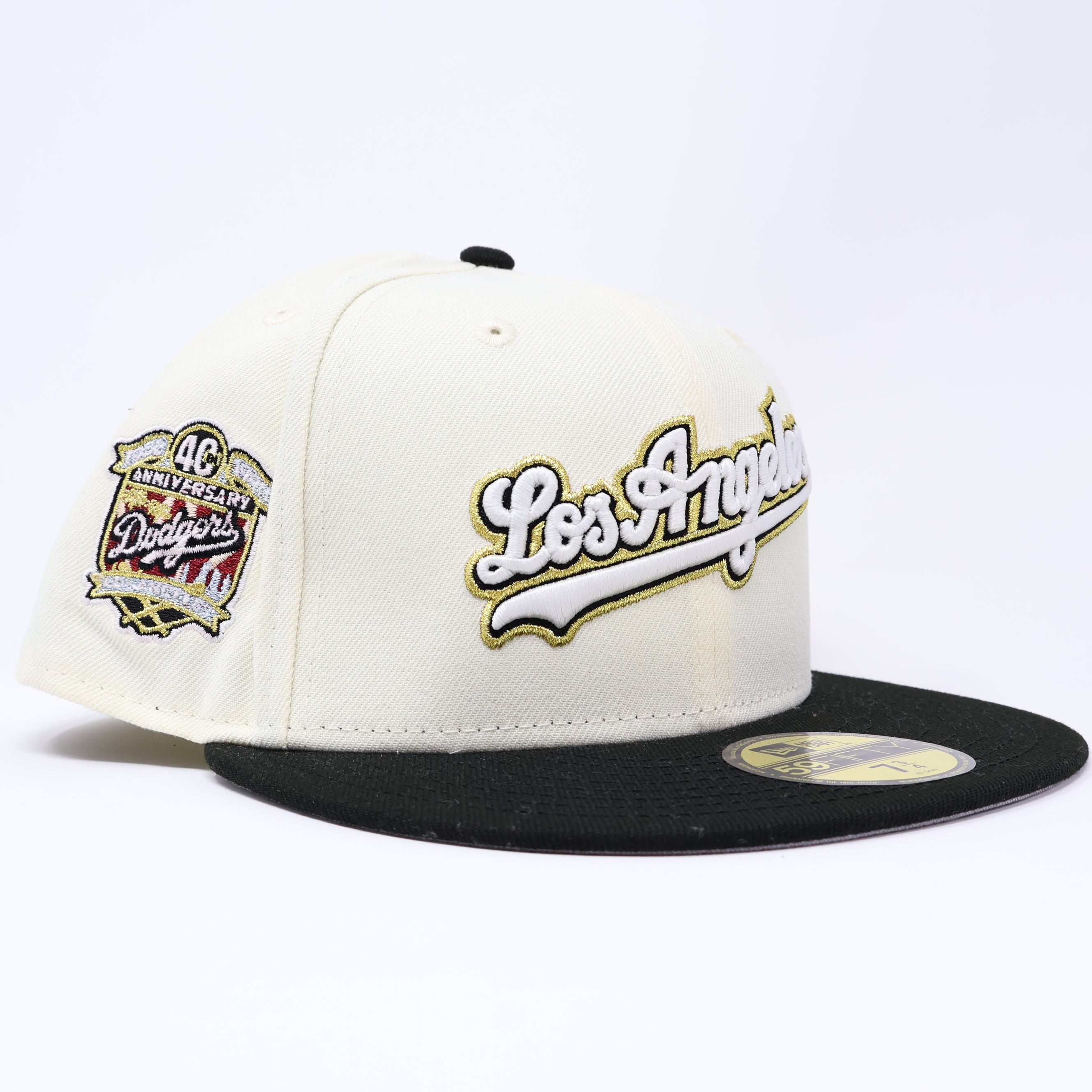 NWT 3/4 Chrome Los Angeles Dodgers 40th Anniversary 59fifty New Era Fitted Hat Cap